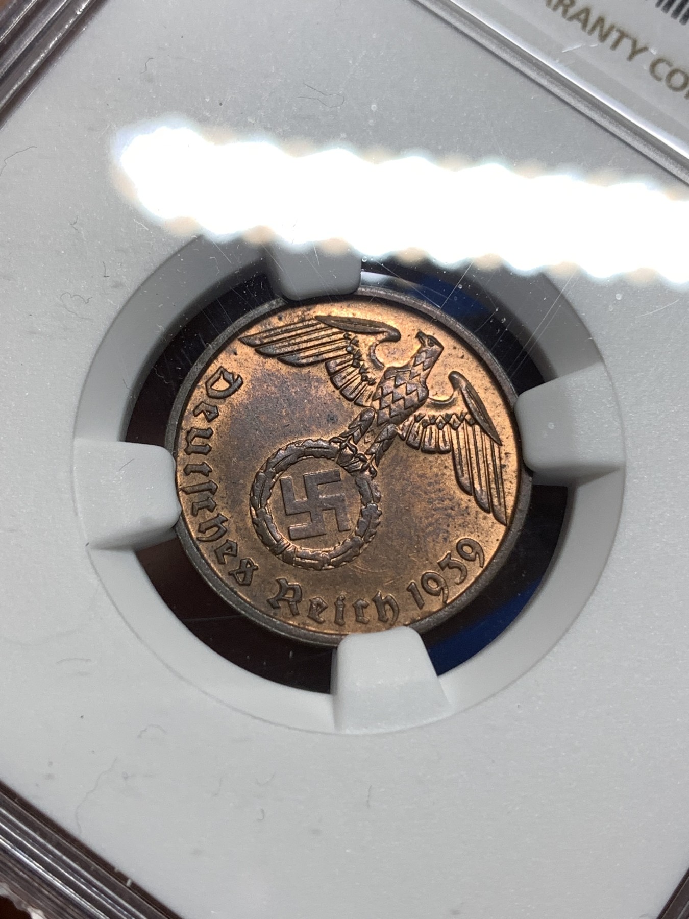 《竞宝斋》第221场-周日，周一 2场 (全场包邮) NGC MS63RB 1939B德国2芬尼 高分难得