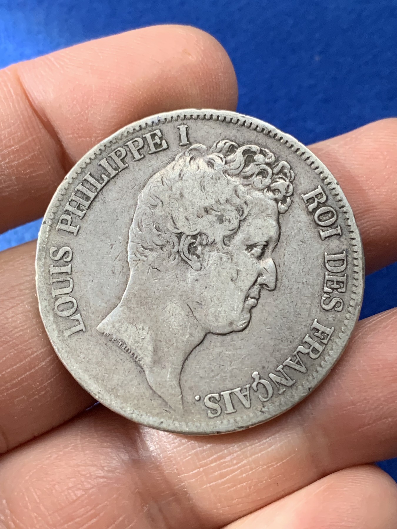 《竞宝斋》第221场-周日，周一 2场 (全场包邮) 法国 1831年 菲利普 小头版 5法郎银币 原味包浆