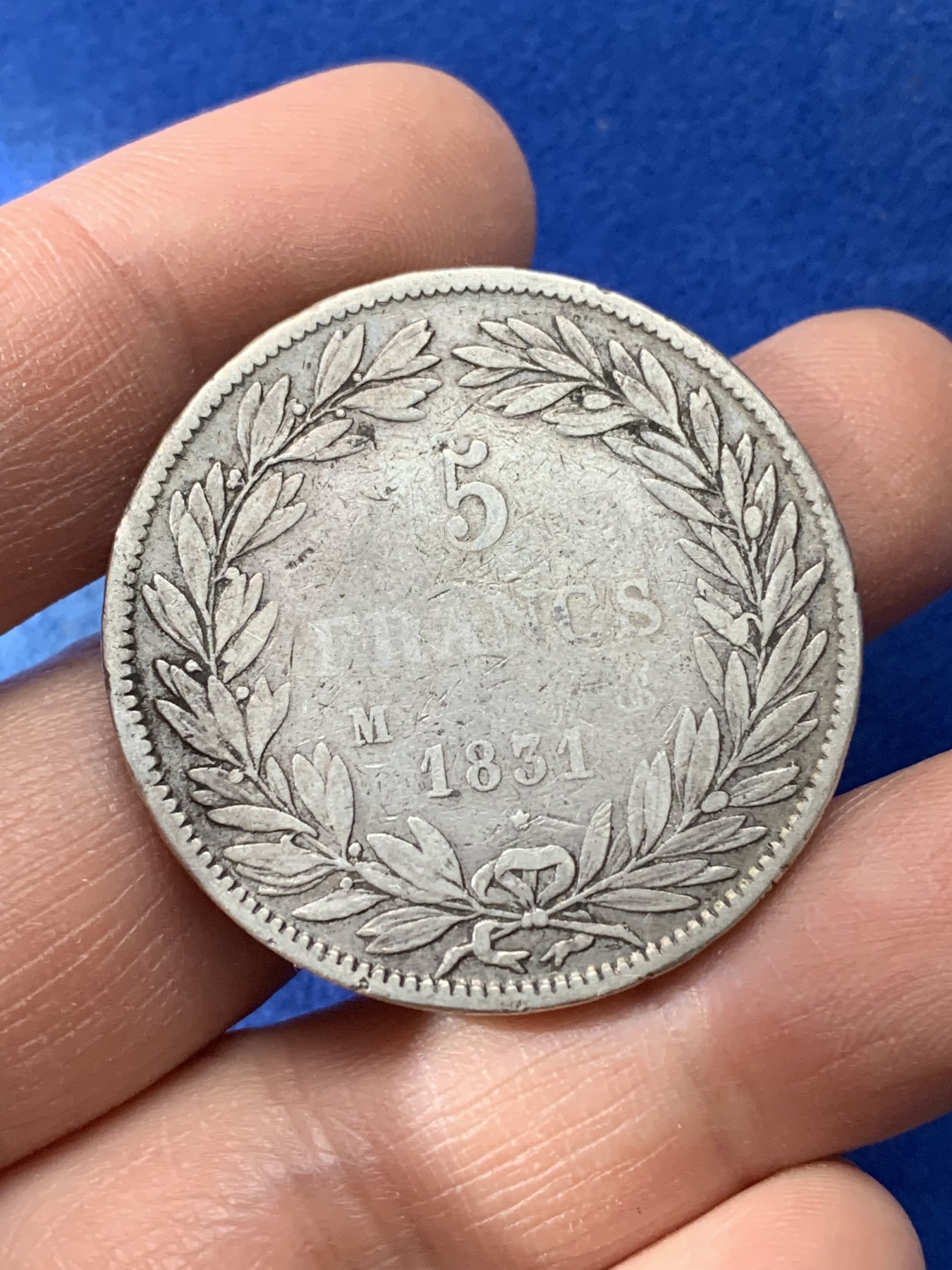 《竞宝斋》第221场-周日，周一 2场 (全场包邮) 法国 1831年 菲利普 小头版 5法郎银币 原味包浆