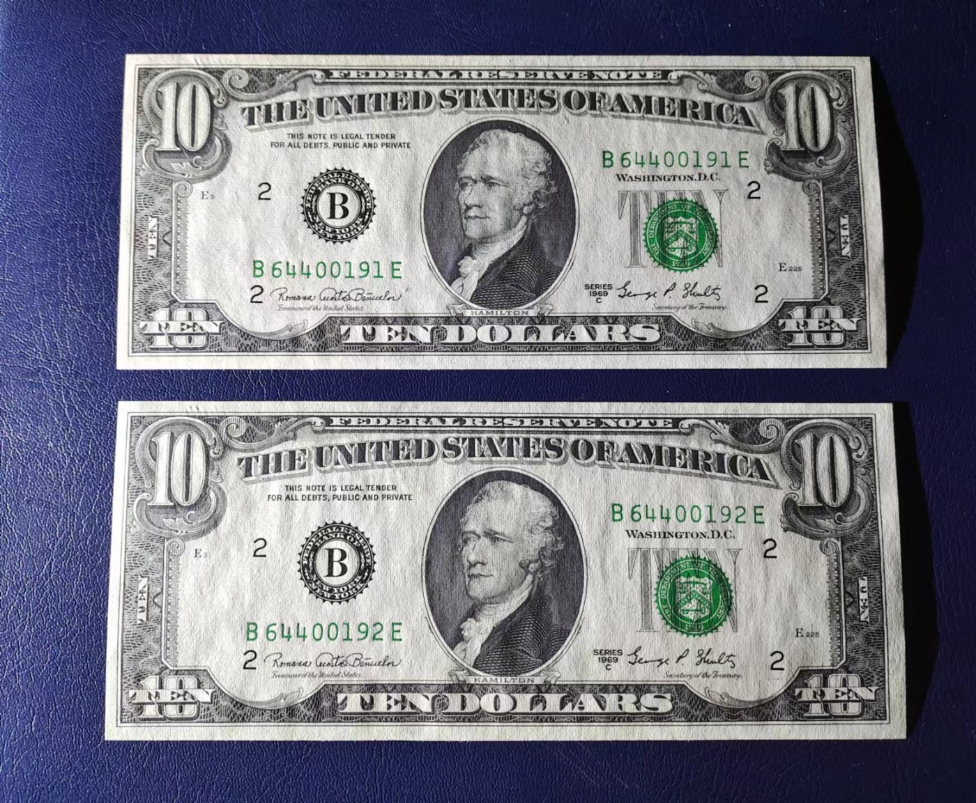 Unc 美国纸币 1969年C版 10元美金纸币  Unc 美国纸币 1969年C版 10元美金纸币 