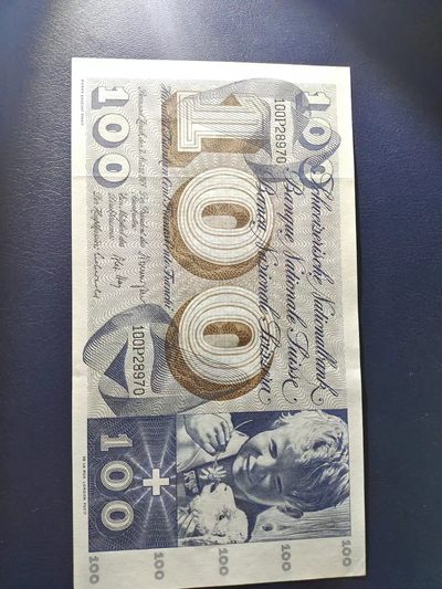 unc- 瑞士纸币 1973年 100瑞士法郎纸币 大票副 - unc- 瑞士纸币 1973