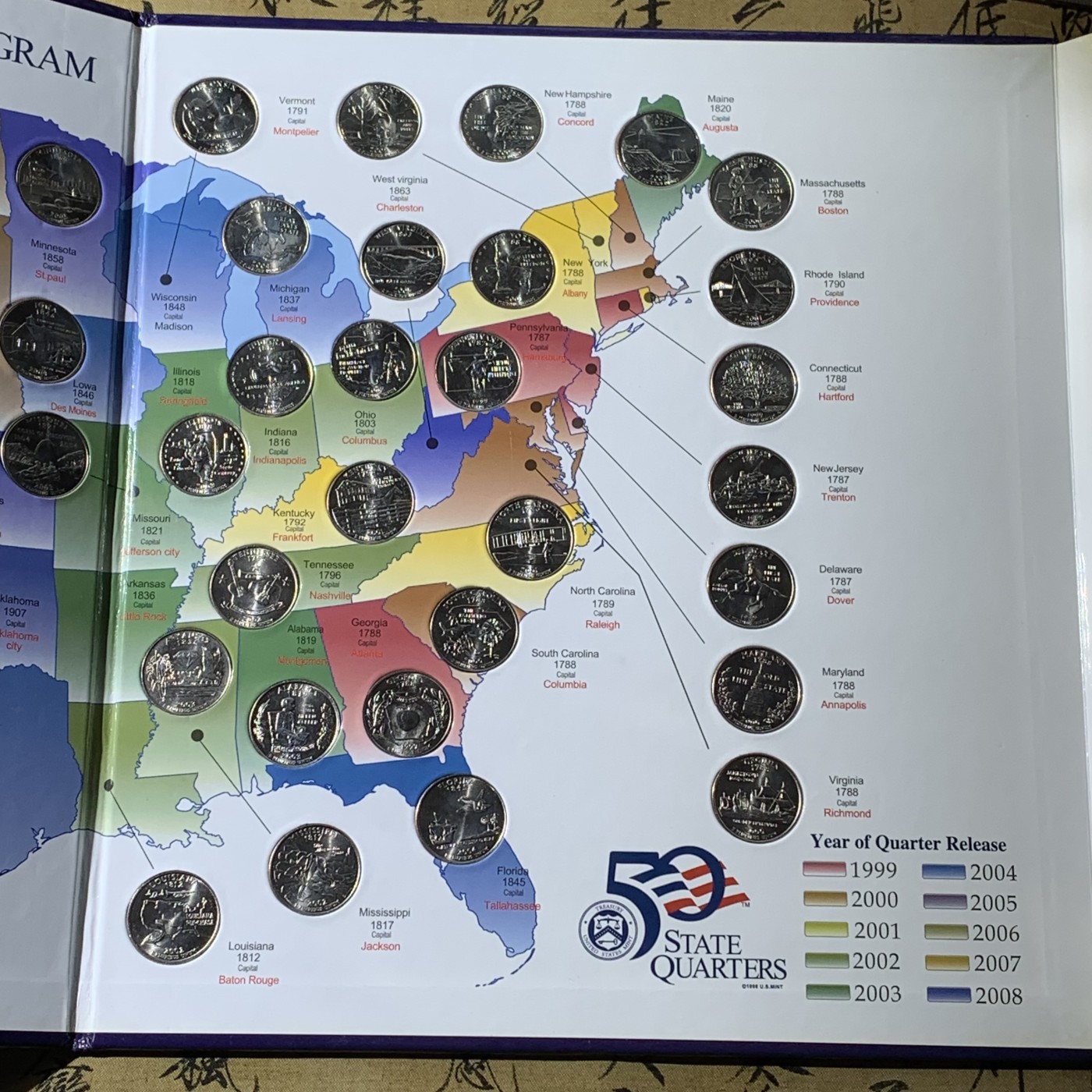 《竞宝斋》第221场-周日，周一 2场 (全场包邮) 美国50州25美分纪念套币 全新品相 带原装册子