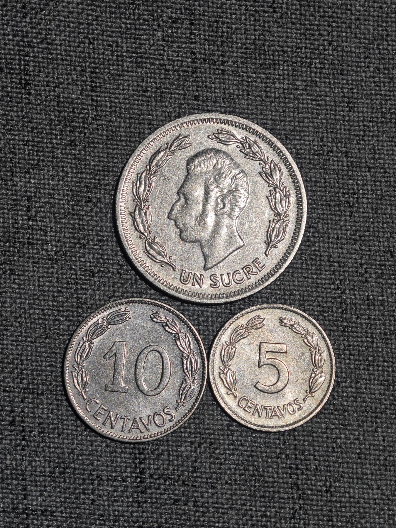 外国硬币收藏店第4期 厄瓜多尔5、10分1苏克雷3枚