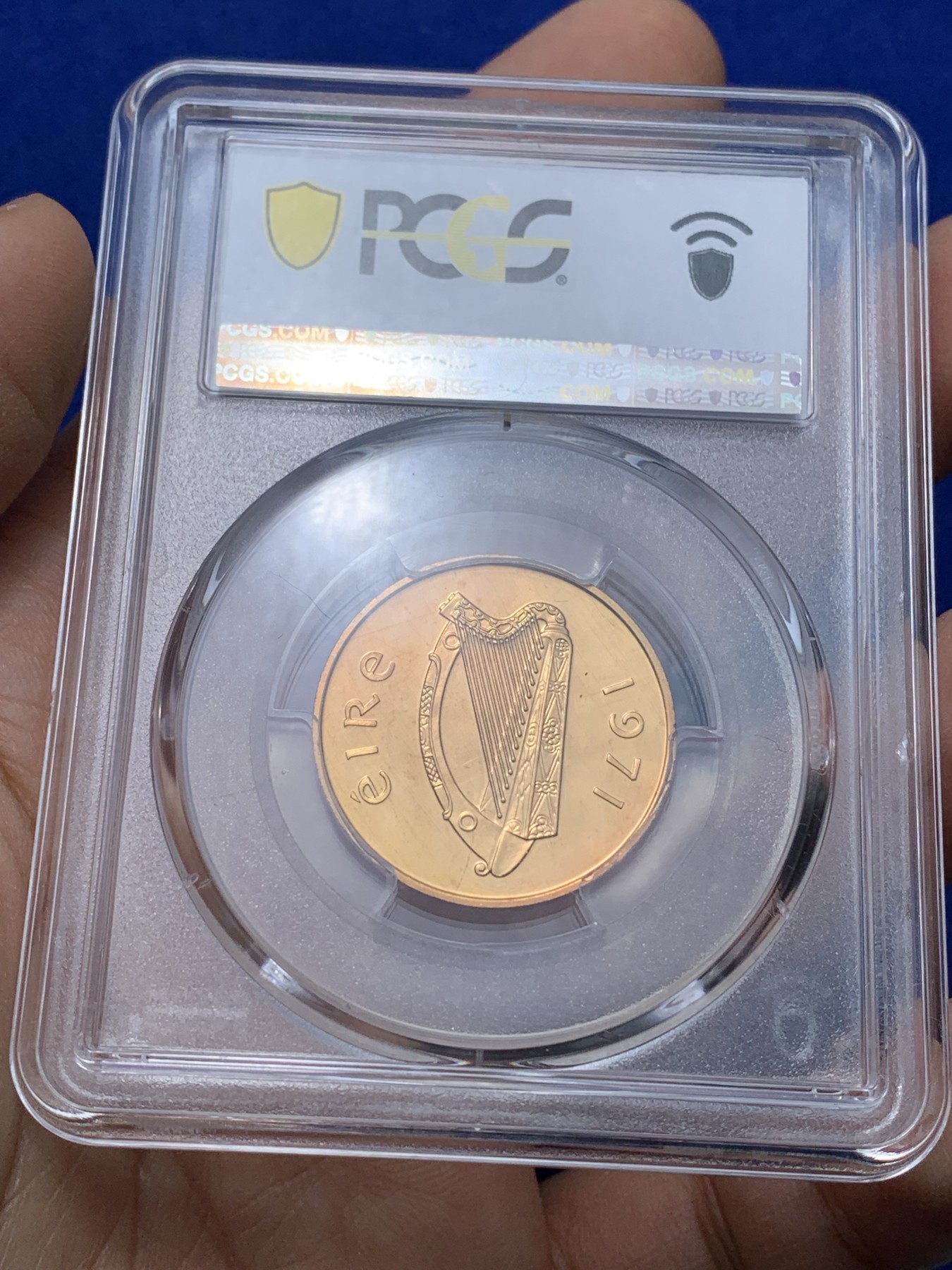 《竞宝斋》第221场-周日，周一 2场 (全场包邮) PCGS金盾 PR67RD 爱尔兰1971年抽象的鸟类2便士精制铜币