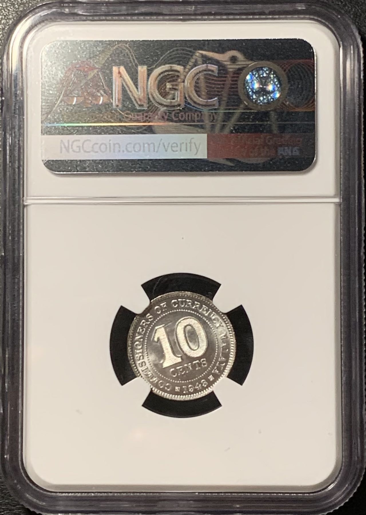 紫瑗钱币——第329期拍卖 马来亚 1943年 乔治六世 10分 银币 NGC MS64