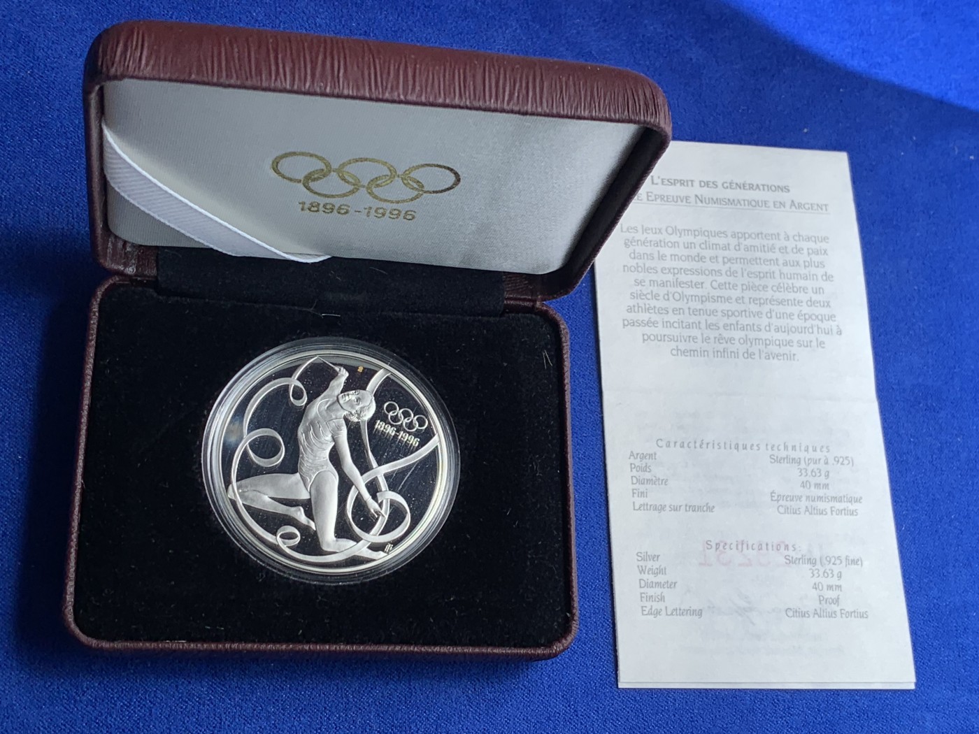 《竞宝斋》第221场-周日，周一 2场 (全场包邮) 奥地利1996年奥运百年-体操艺术获奖银币-200先令 (1盎司)