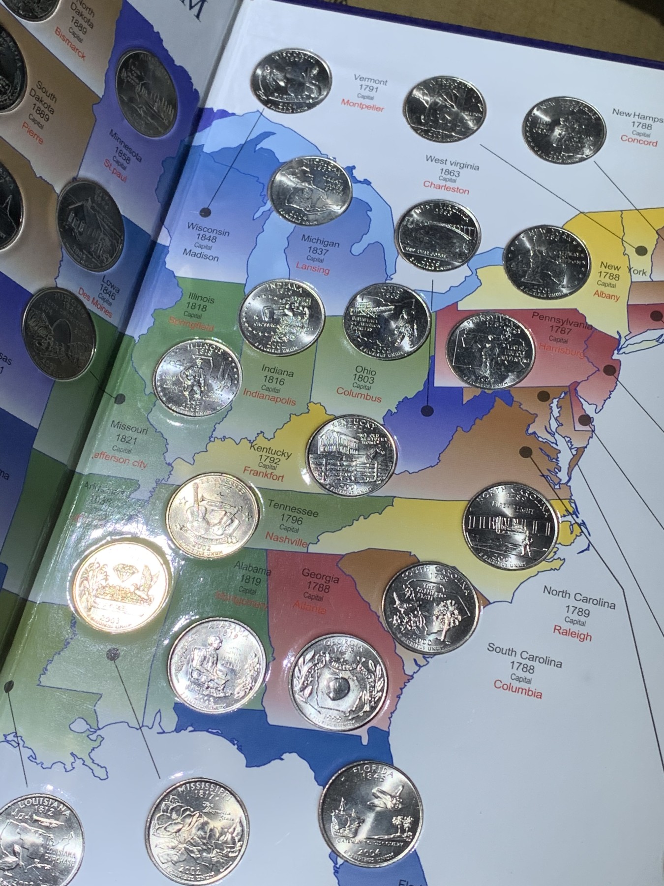 《竞宝斋》第221场-周日，周一 2场 (全场包邮) 美国50州25美分纪念套币 全新品相 带原装册子