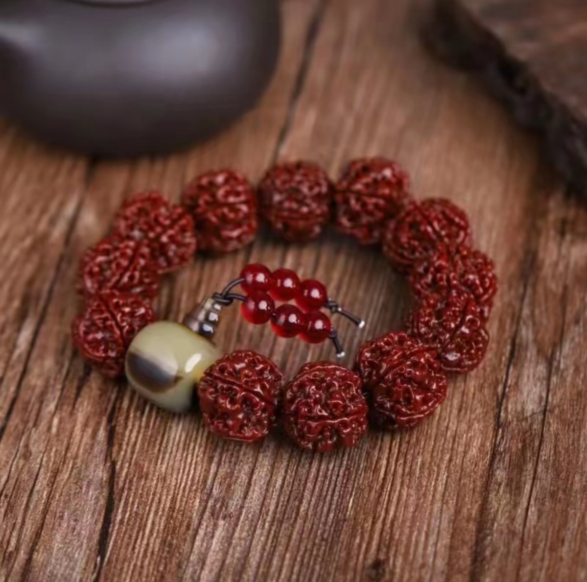 【玉化包浆】正宗尼泊尔爆肉金刚菩提手串文玩