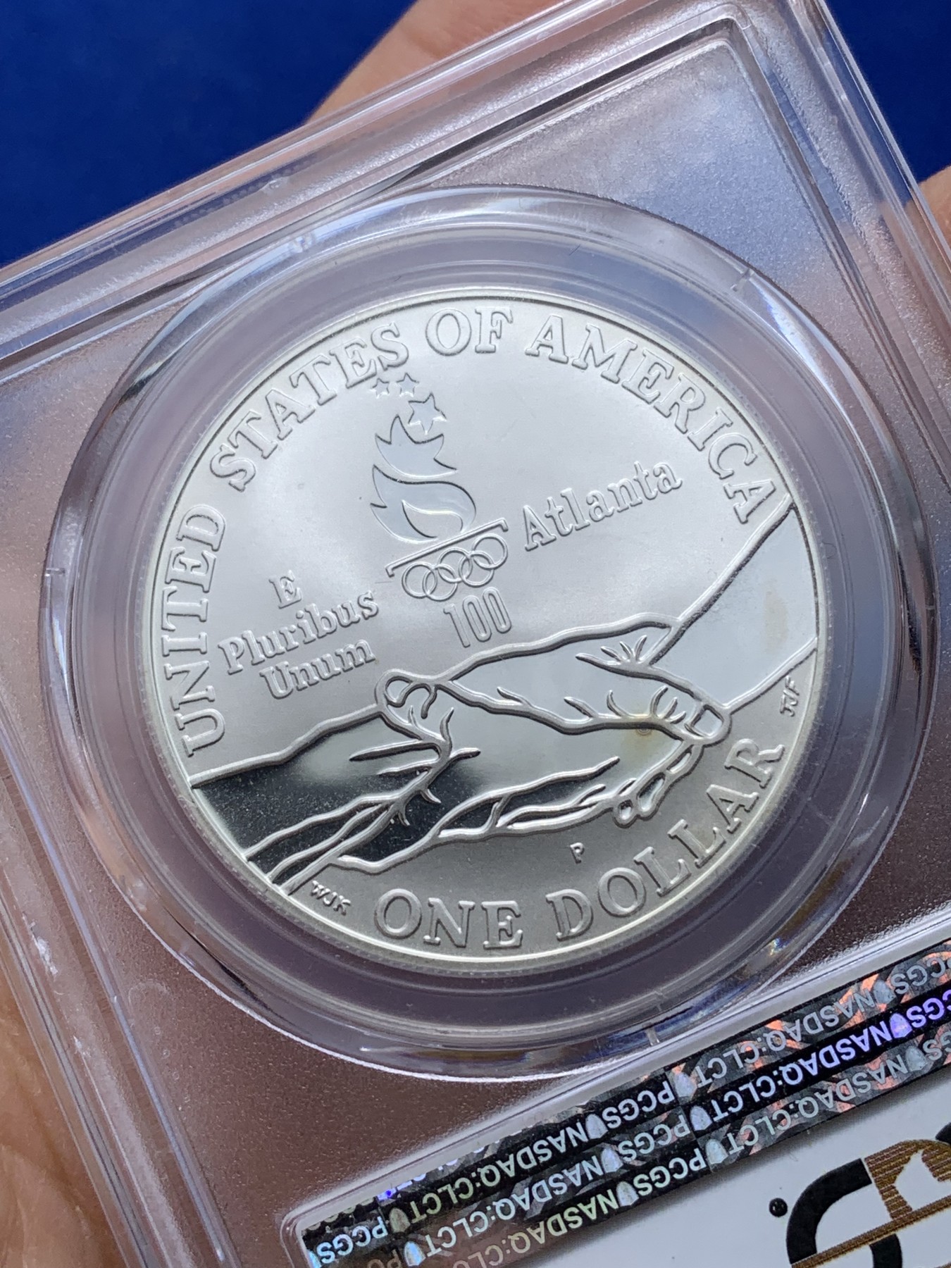 《竞宝斋》第221场-周日，周一 2场 (全场包邮) PCGS-PR69 美国1995年残奥会1美元精制纪念银币 ，PROOF全新镜面状态精制币，状态极佳，更高评级数量才25枚。