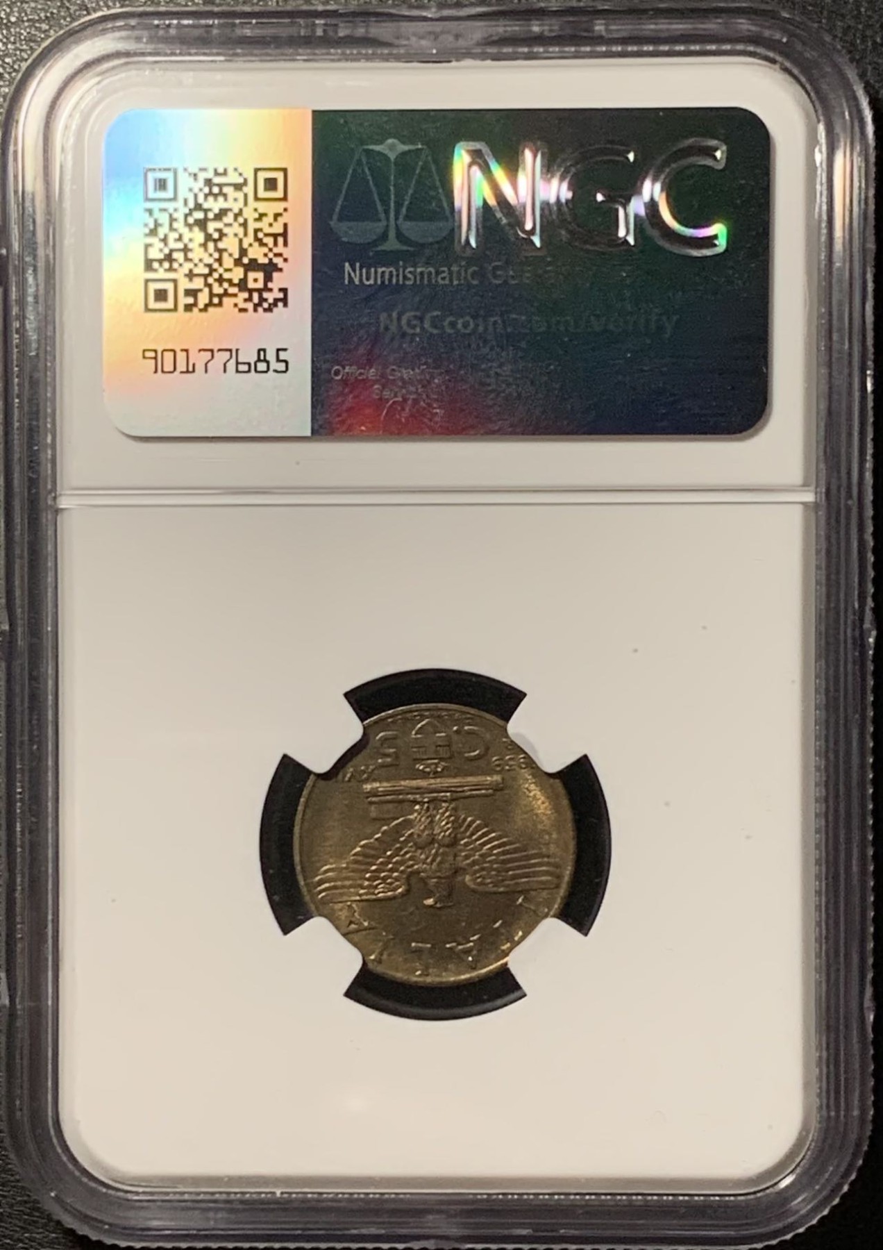 紫瑗钱币——第329期拍卖 意大利 1939年 伊曼纽尔三世 5分 铜币 NGC MS64 RB