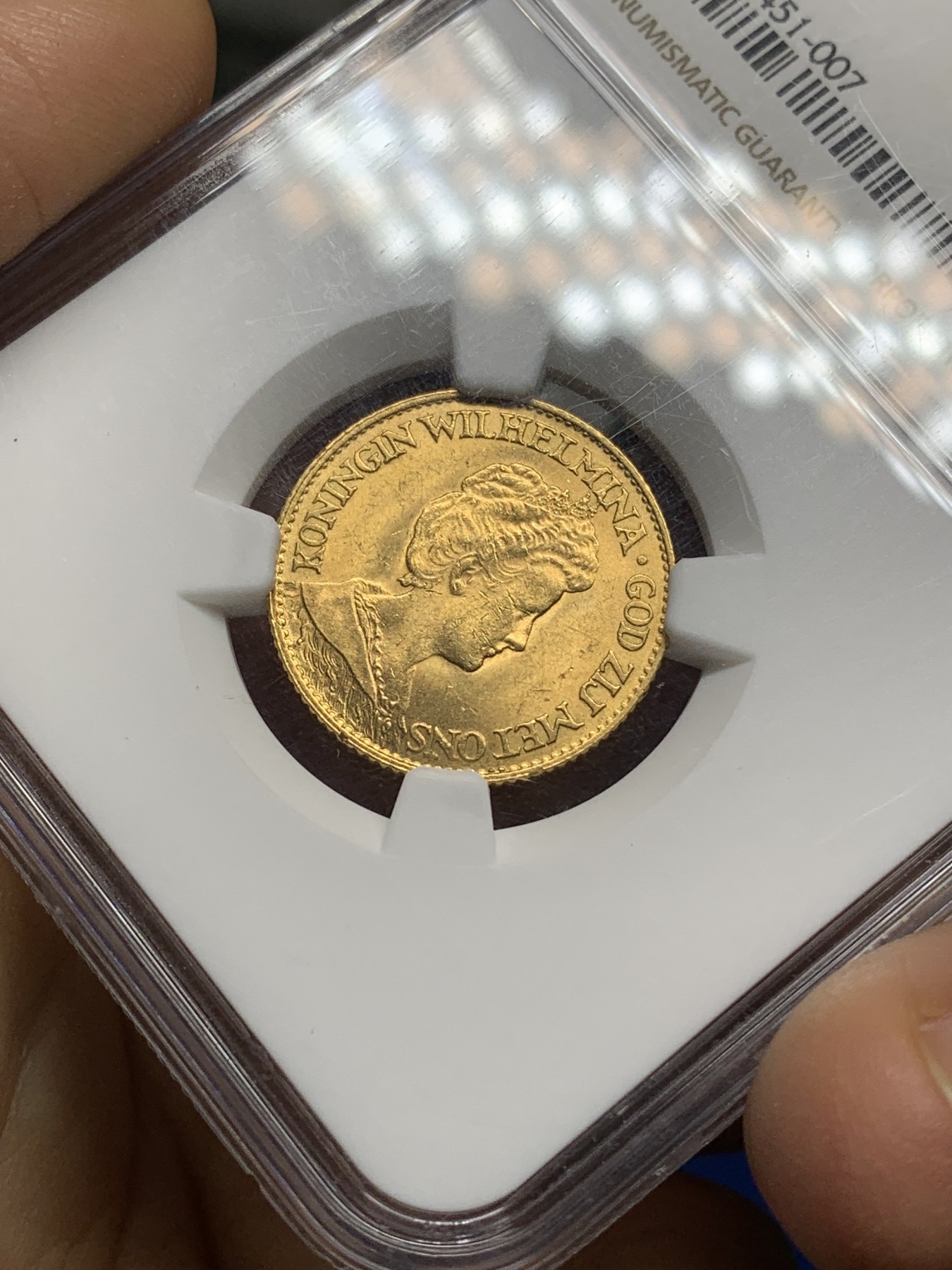 《竞宝斋》第221场-周日，周一 2场 (全场包邮) NGC-MS64 1917荷兰威廉明娜10盾金币 少妇版车轮光金灿灿 热门好品潜力高