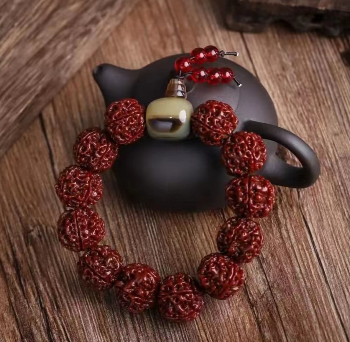 【玉化包浆】正宗尼泊尔爆肉金刚菩提手串文玩