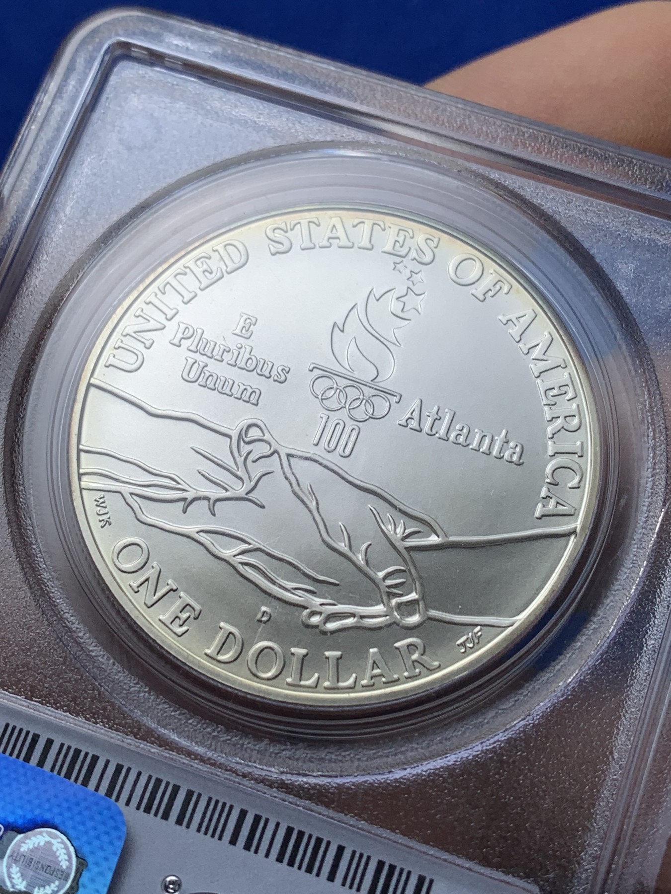 《竞宝斋》第221场-周日，周一 2场 (全场包邮) PCGS-MS69 美国1995年亚特兰大奥林匹克运动会之吊环纪念银币