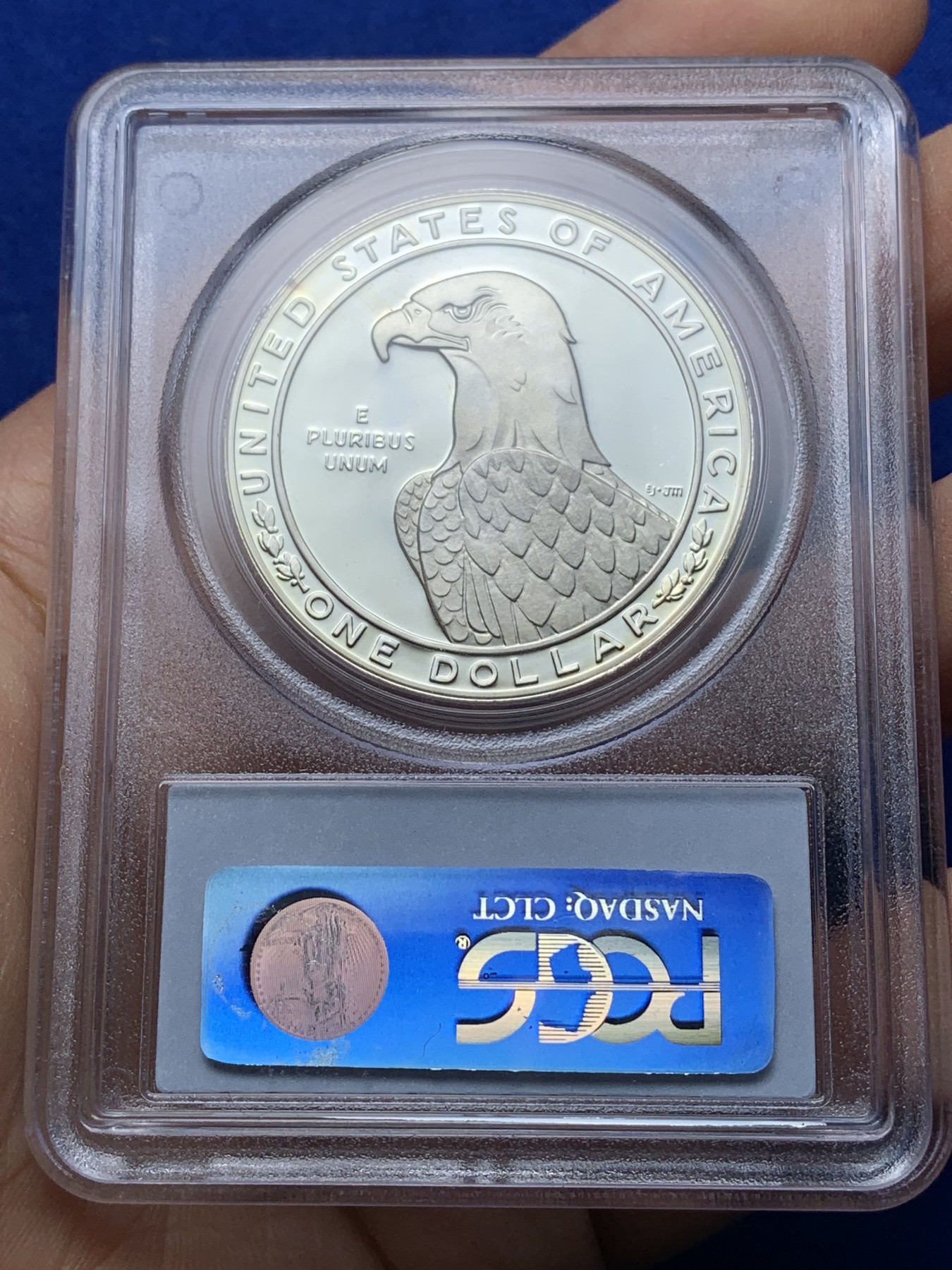 《竞宝斋》第221场-周日，周一 2场 (全场包邮) PCGS-PR69DCAM 美国1983年奥林匹克掷饼者纪念精制银币，克劳斯获奖币