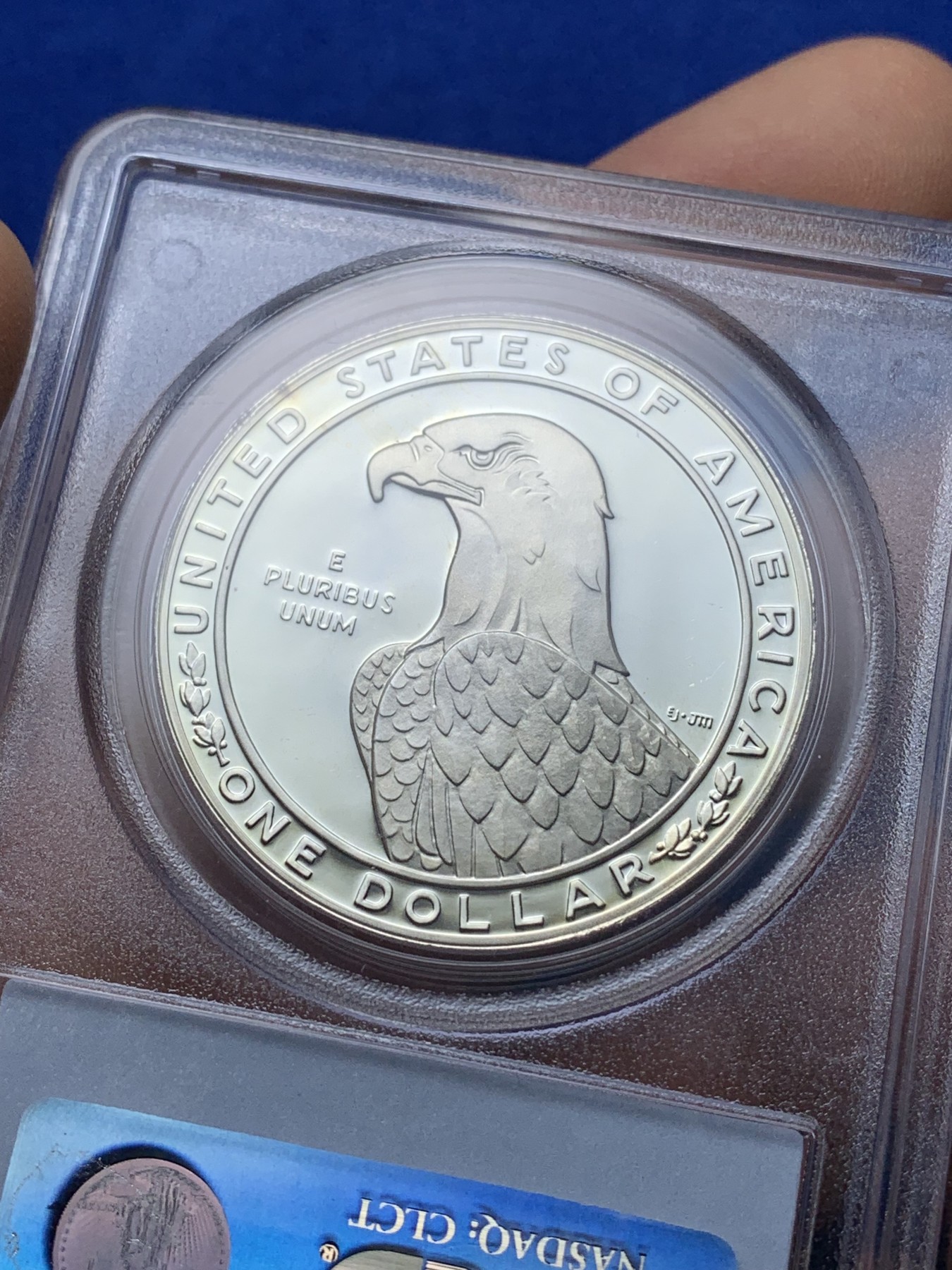 《竞宝斋》第221场-周日，周一 2场 (全场包邮) PCGS-PR69DCAM 美国1983年奥林匹克掷饼者纪念精制银币，克劳斯获奖币