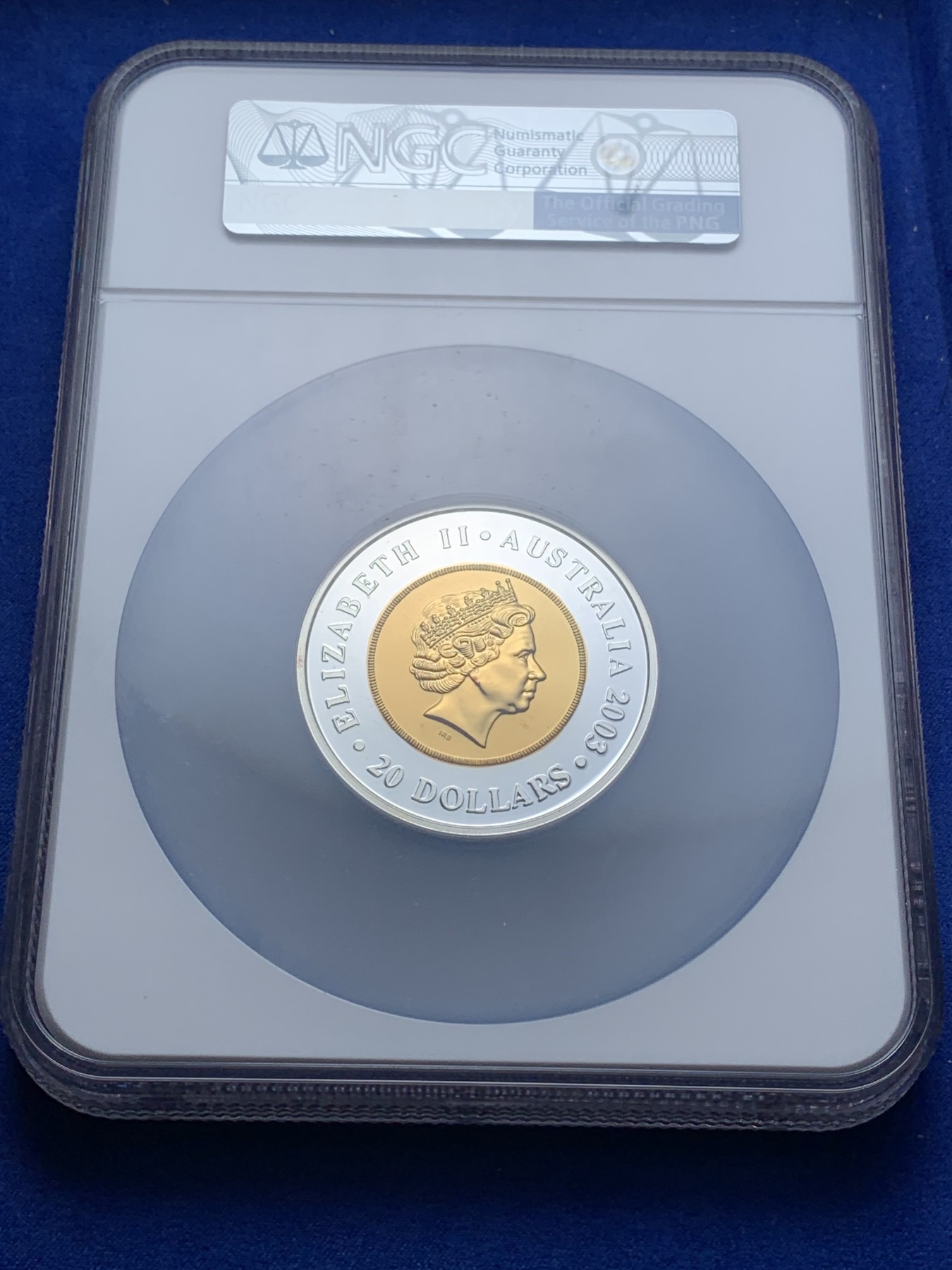 《竞宝斋》第221场-周日，周一 2场 (全场包邮) NGC高分PF66好品，2003伊丽莎白女王50周年4头像版本金银双色币，发行量1338枚（含999金8.39克）.值得你珍藏