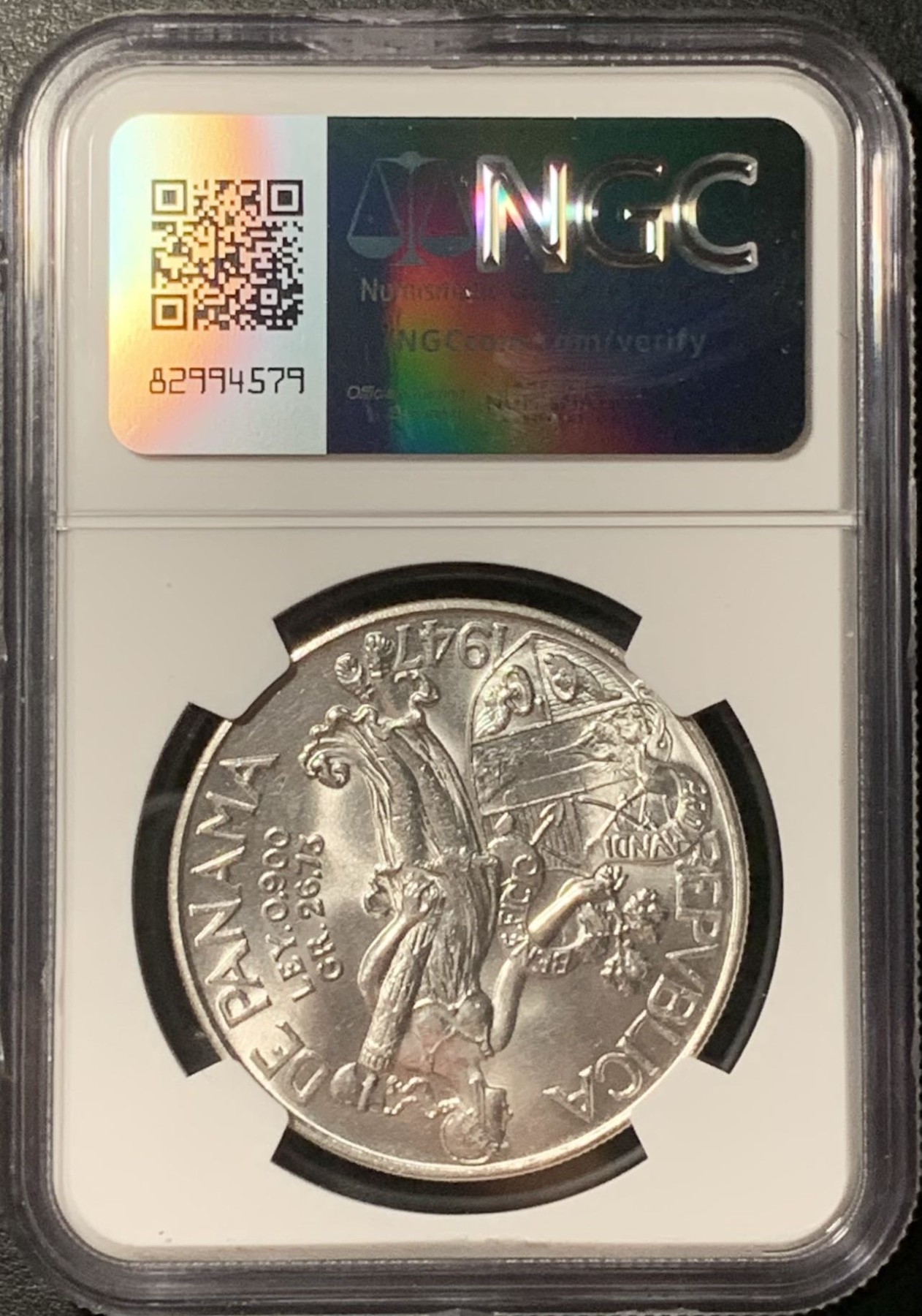 紫瑗钱币——第329期拍卖 巴拿马 1947年 总督巴尔博亚 1波拿巴 银币 NGC MS63