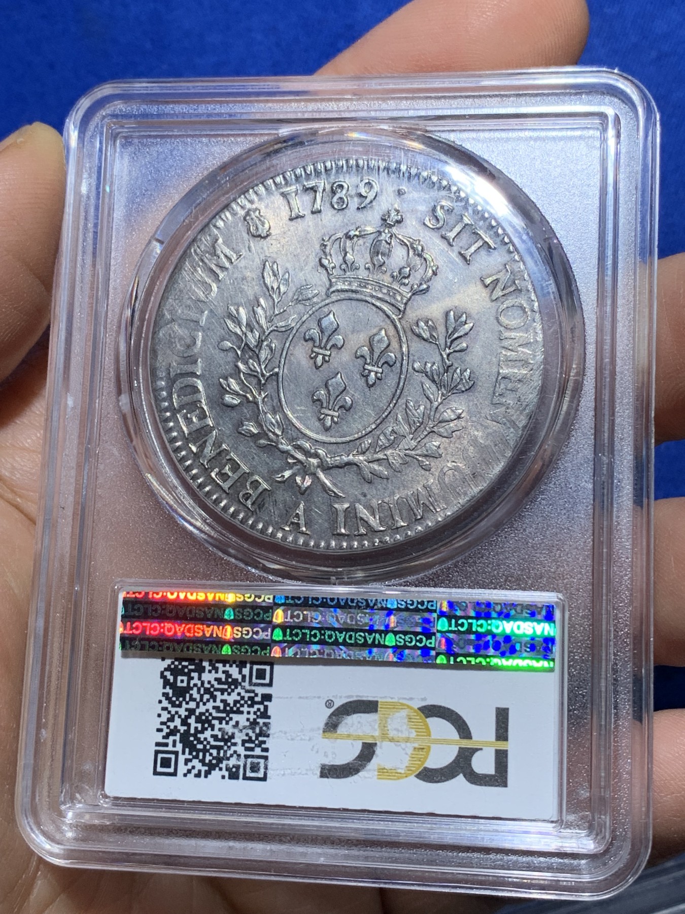 《竞宝斋》第221场-周日，周一 2场 (全场包邮) PCGS-MS63 法国1789年法国大革命路易十六埃居 全品深打 好品极其难得 人物状态绝了