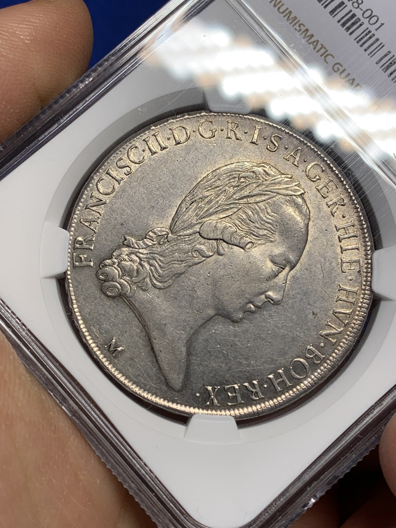 《竞宝斋》第221场-周日，周一 2场 (全场包邮) 唯一冠军分  NGC-AU58 1792M年 意大利 约瑟夫二世 1泰勒银币 米兰造币厂 哈布斯堡领地 很温润舒服 稀少品种