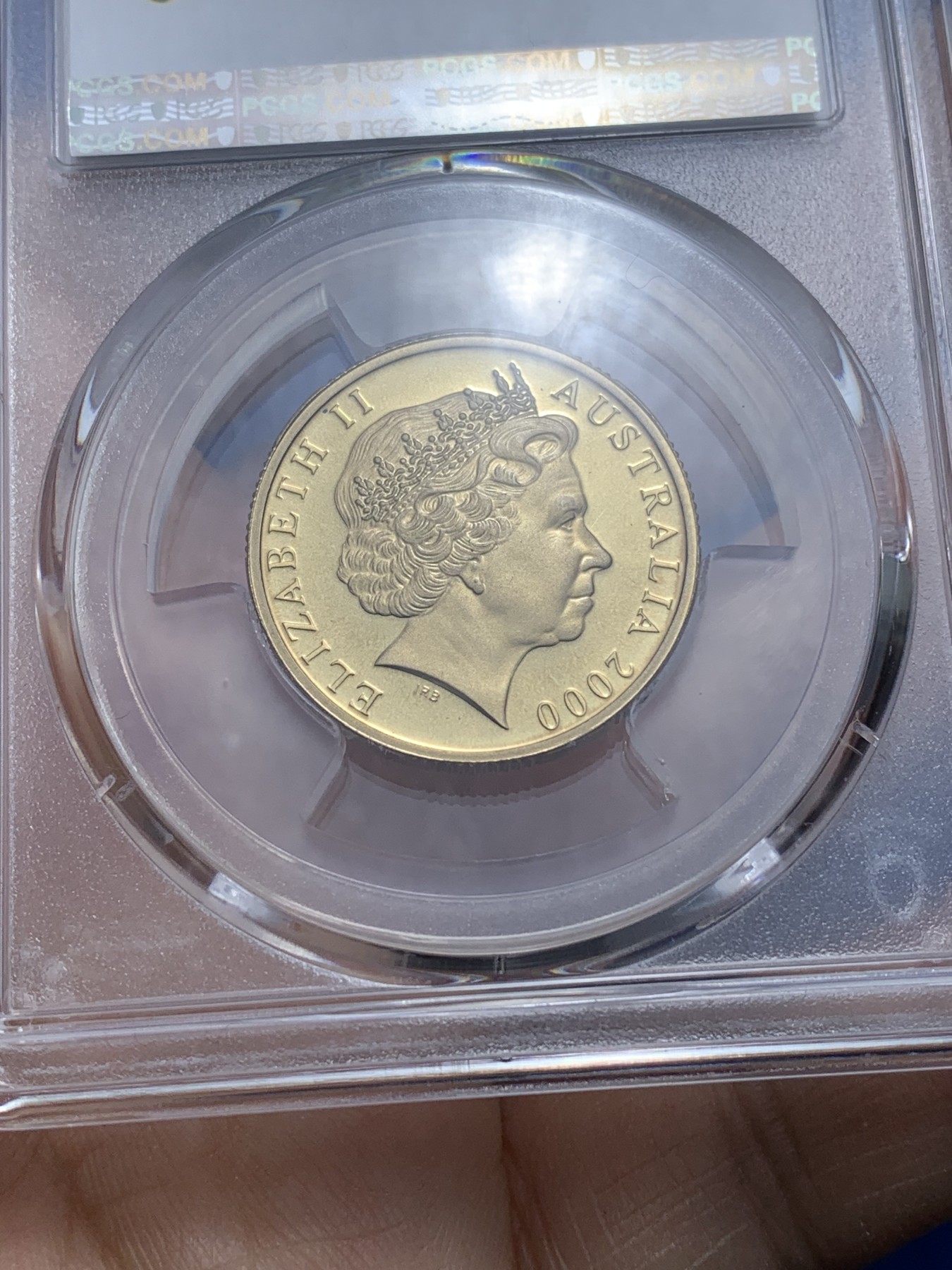 《竞宝斋》第221场-周日，周一 2场 (全场包邮) PCGS金盾 PR69DCAM 澳大利亚2000年1元袋鼠精制铜币