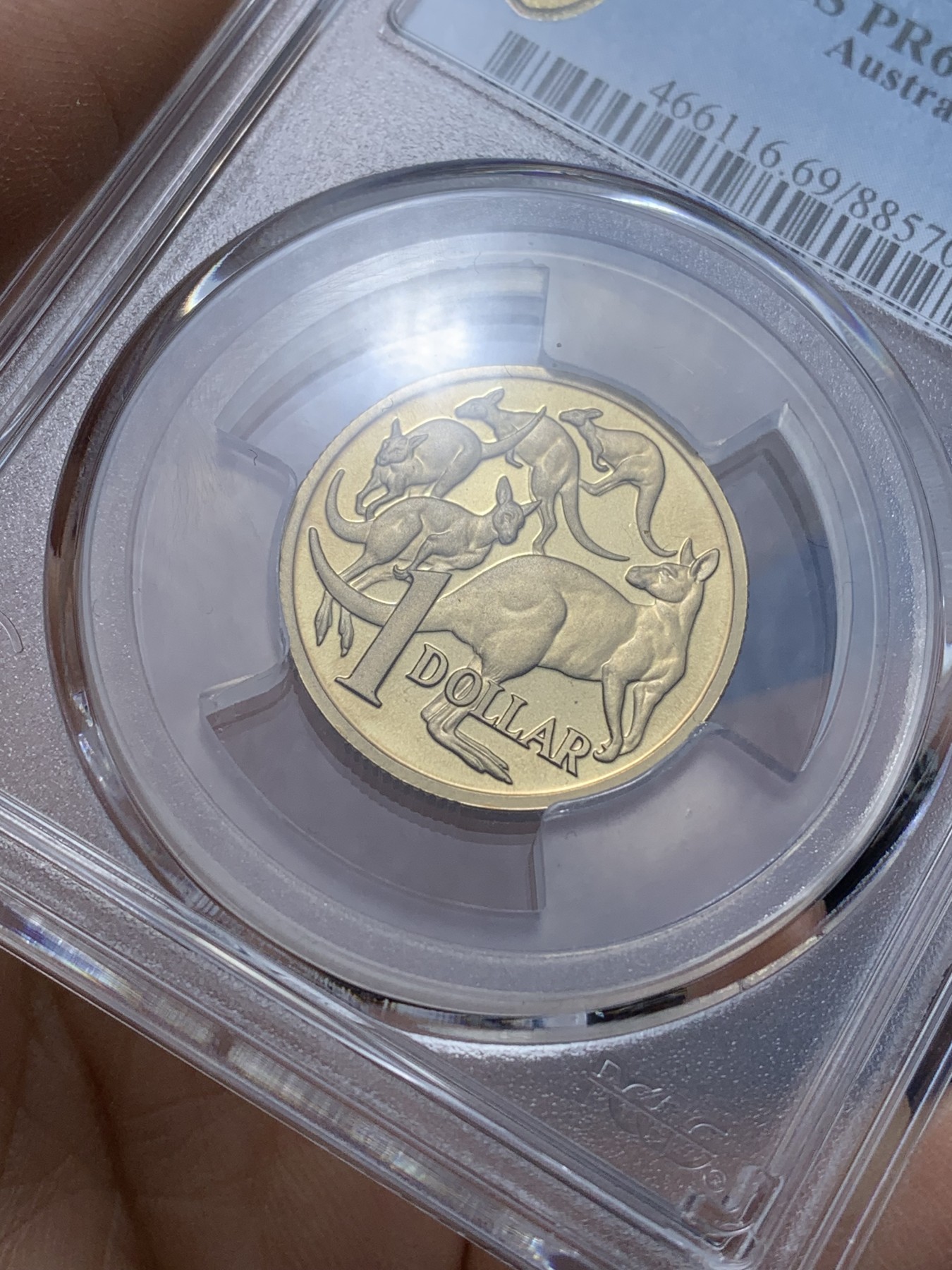 《竞宝斋》第221场-周日，周一 2场 (全场包邮) PCGS金盾 PR69DCAM 澳大利亚2000年1元袋鼠精制铜币