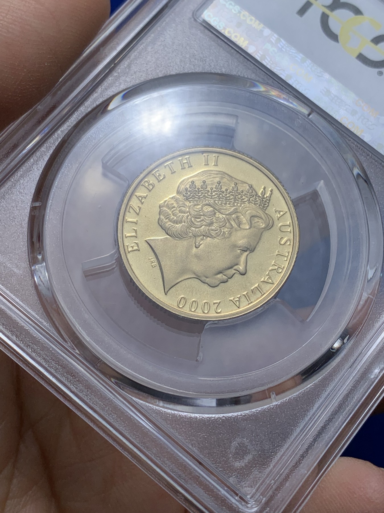 《竞宝斋》第221场-周日，周一 2场 (全场包邮) PCGS金盾 PR69DCAM 澳大利亚2000年1元袋鼠精制铜币