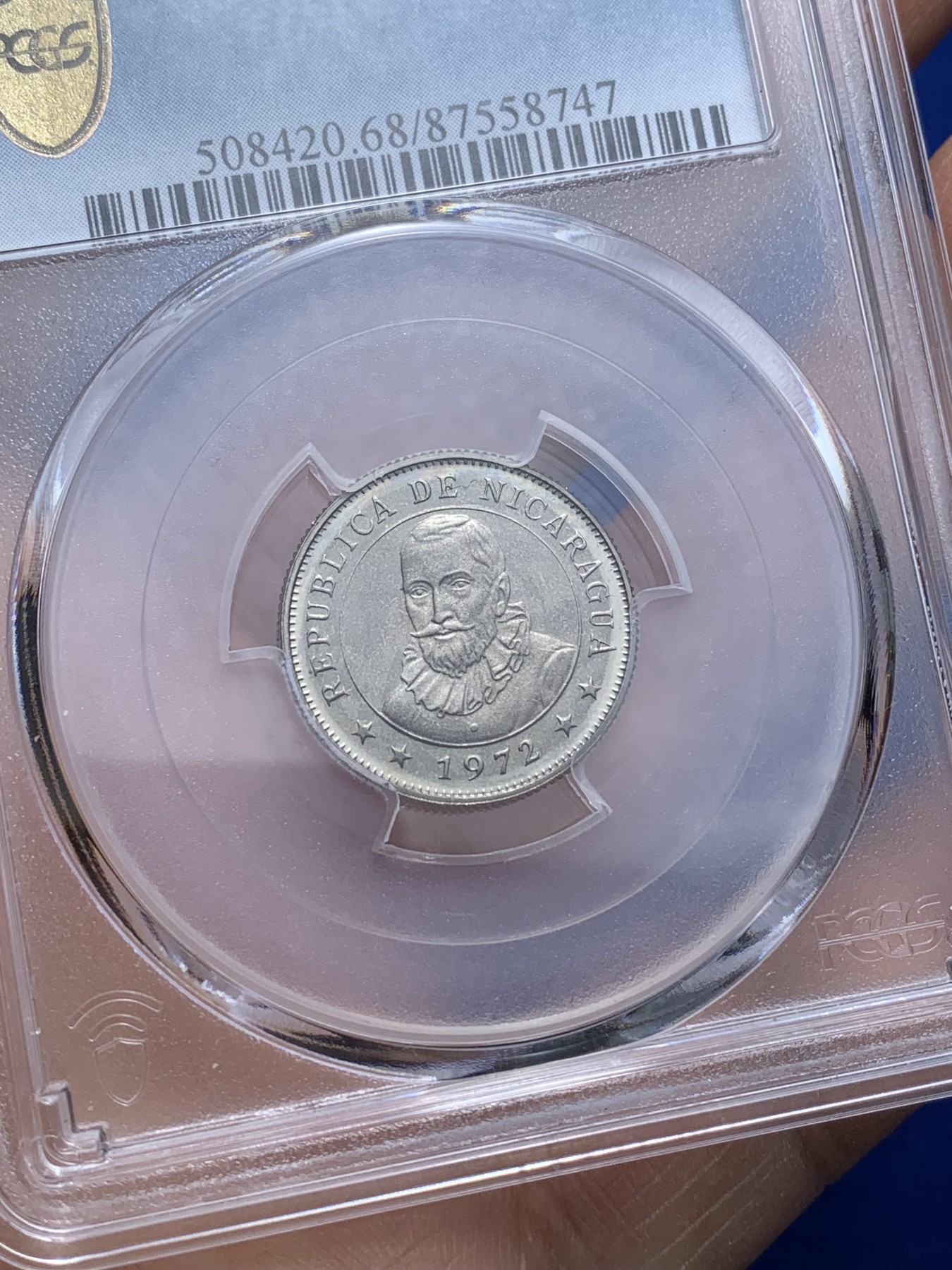 《竞宝斋》第221场-周日，周一 2场 (全场包邮) PCGS金盾 PR68DCAM 尼加拉瓜1972年南美太阳神10分精制镍币