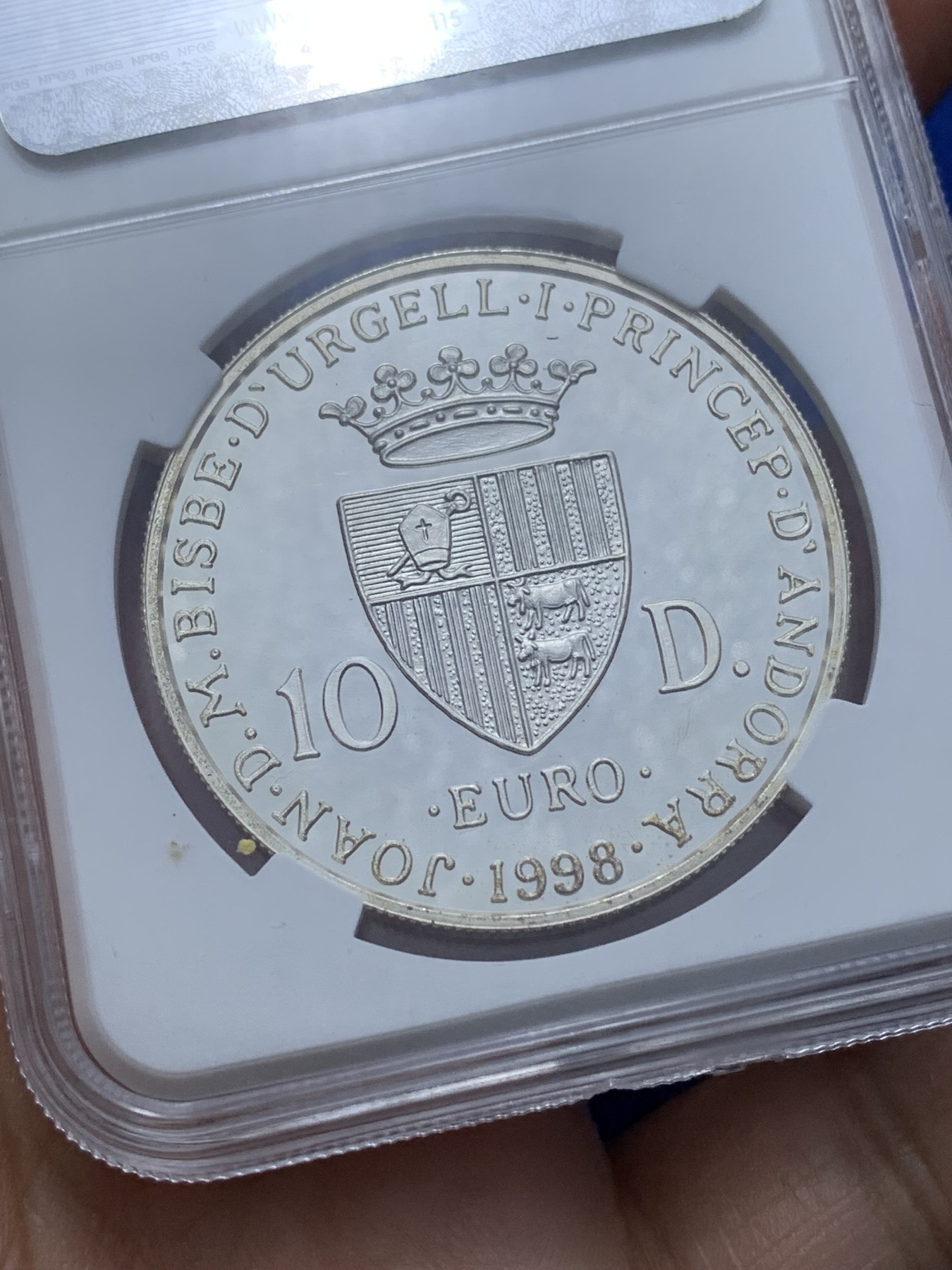 《竞宝斋》第221场-周日，周一 2场 (全场包邮) 安道尔1998年欧罗巴女神战车获奖银币(2000年最佳艺术币) -10欧 (1盎司）