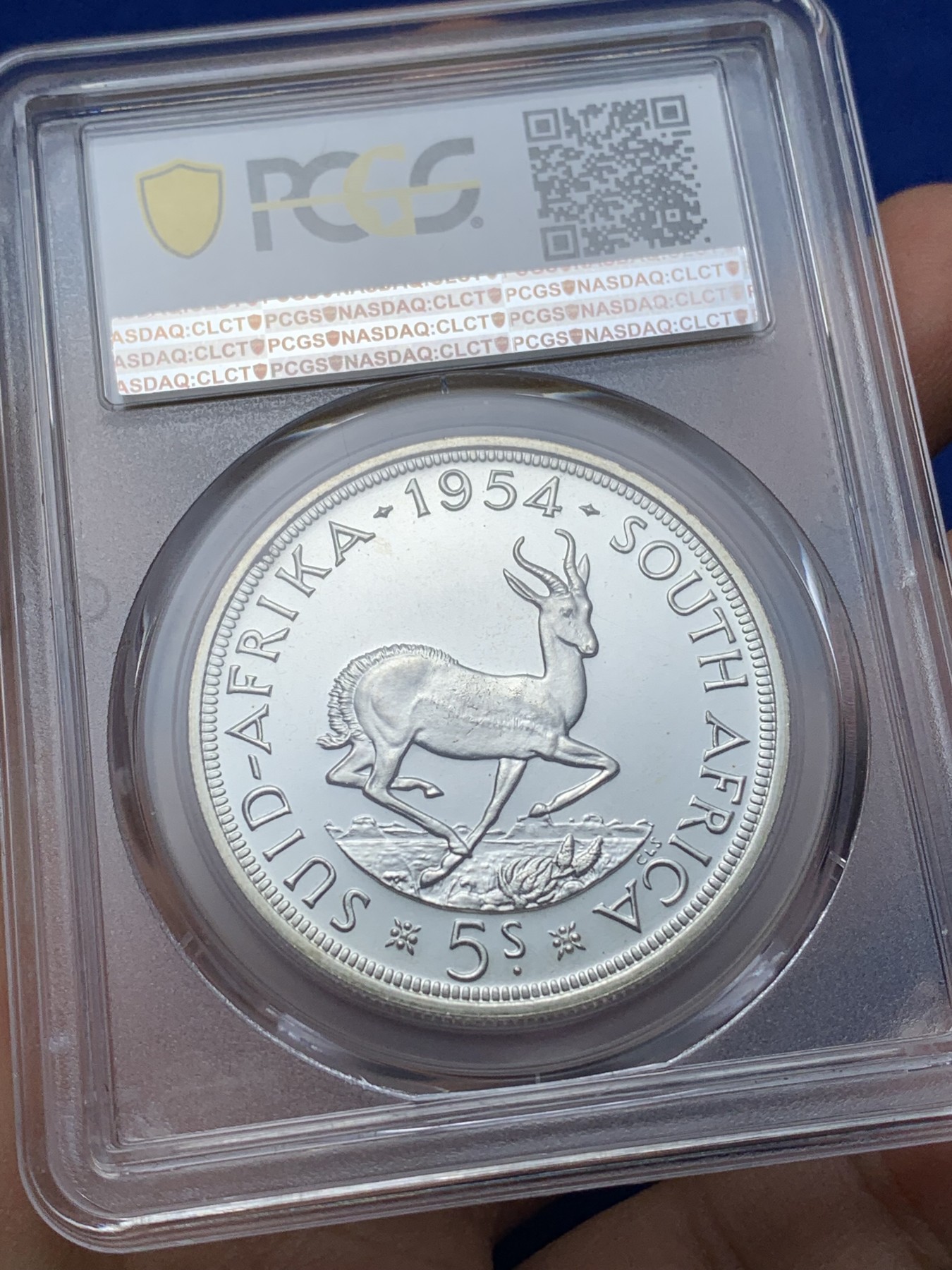 《竞宝斋》第221场-周日，周一 2场 (全场包邮) PCGS PR67CAM 南非1954年伊丽莎白二世精制5先令银币