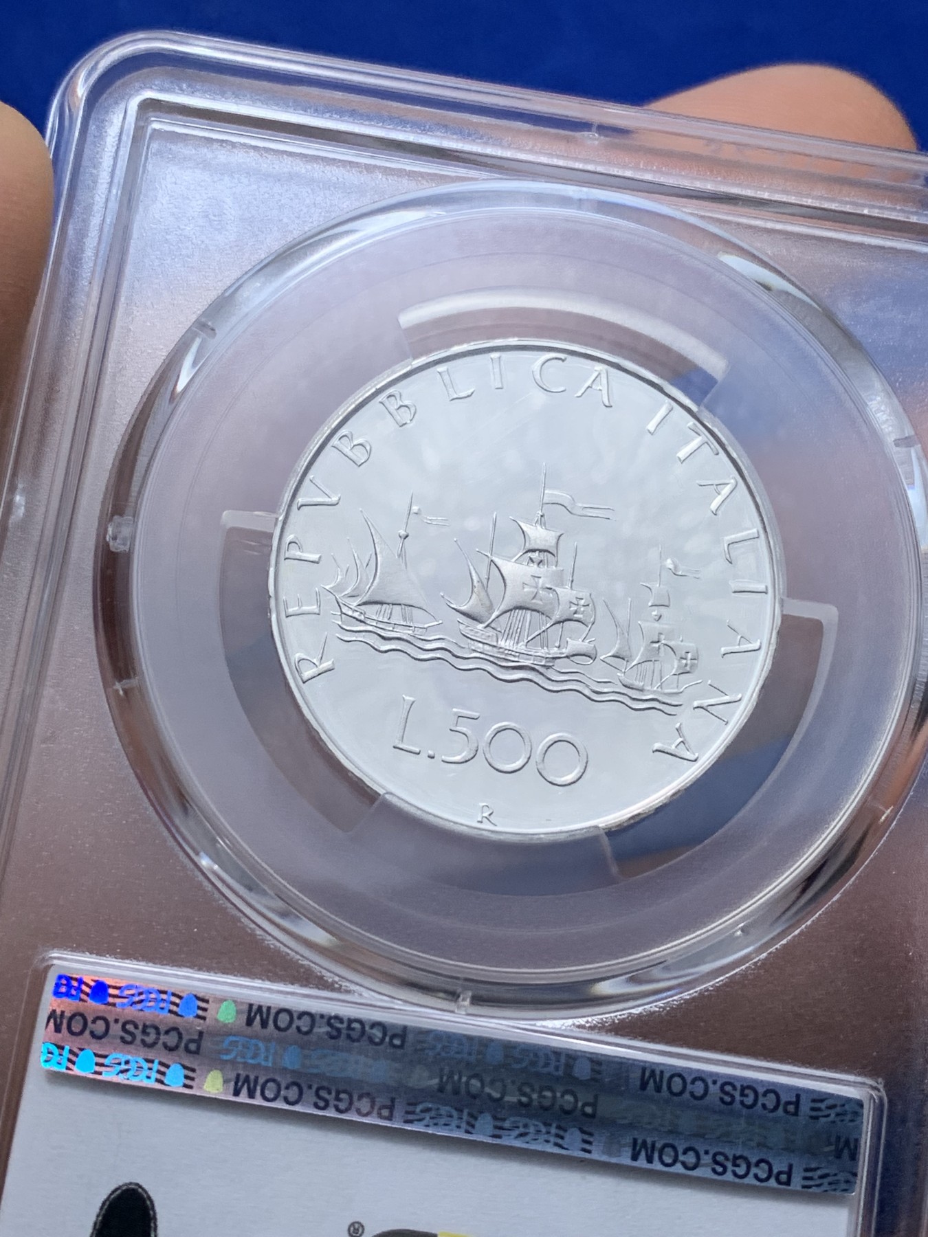 《竞宝斋》第221场-周日，周一 2场 (全场包邮) PCGS-PR67DCAM 意大利 1985年 精制 帆船少女 500里拉 首年发行 季军分