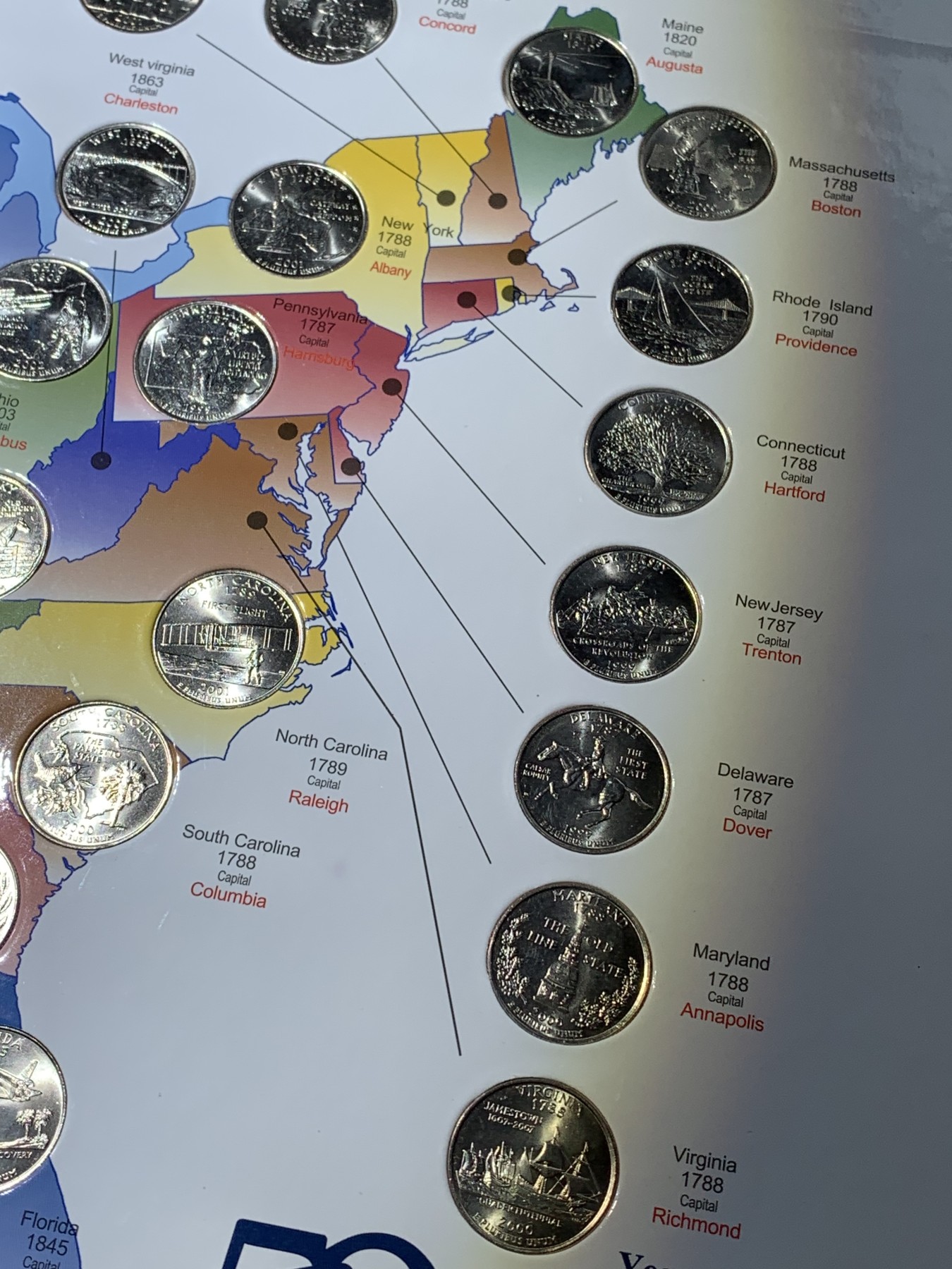 《竞宝斋》第221场-周日，周一 2场 (全场包邮) 美国50州25美分纪念套币 全新品相 带原装册子