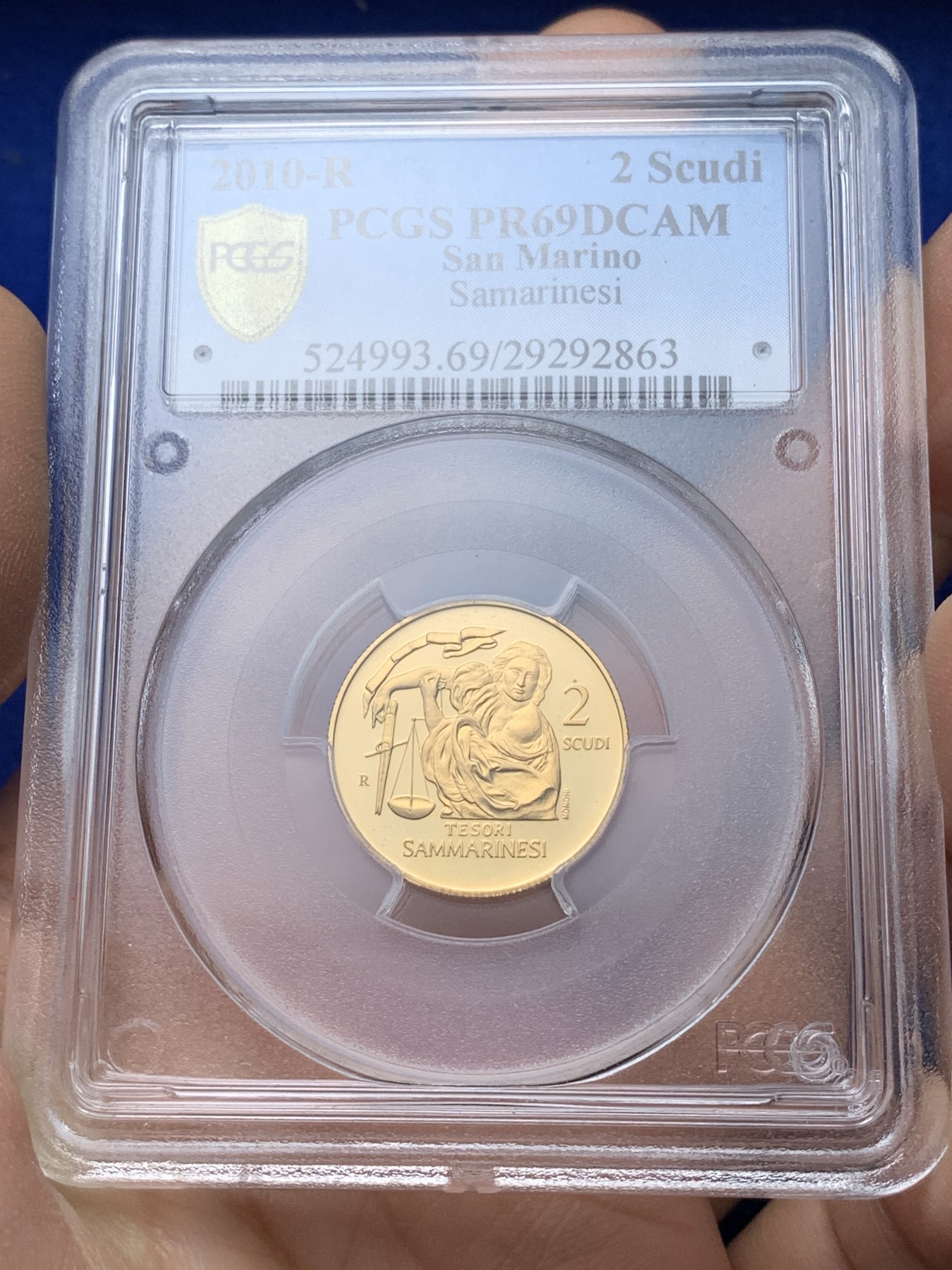 《竞宝斋》第221场-周日，周一 2场 (全场包邮) PCGS- PR69DCAM 圣马力诺精制金币 2010年 PCGS冠军分 6.451克 900金