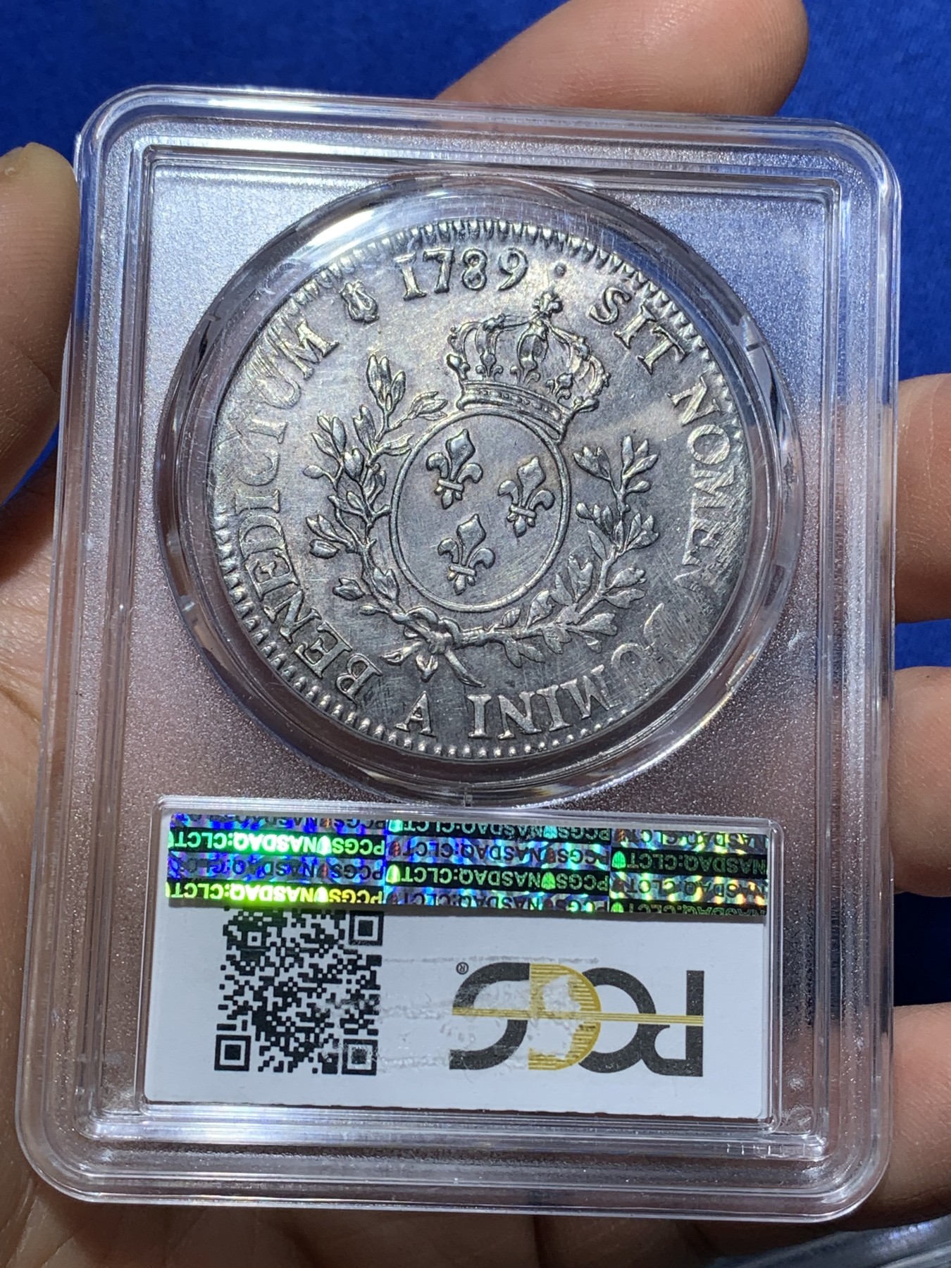 《竞宝斋》第221场-周日，周一 2场 (全场包邮) PCGS-MS63 法国1789年法国大革命路易十六埃居 全品深打 好品极其难得 人物状态绝了