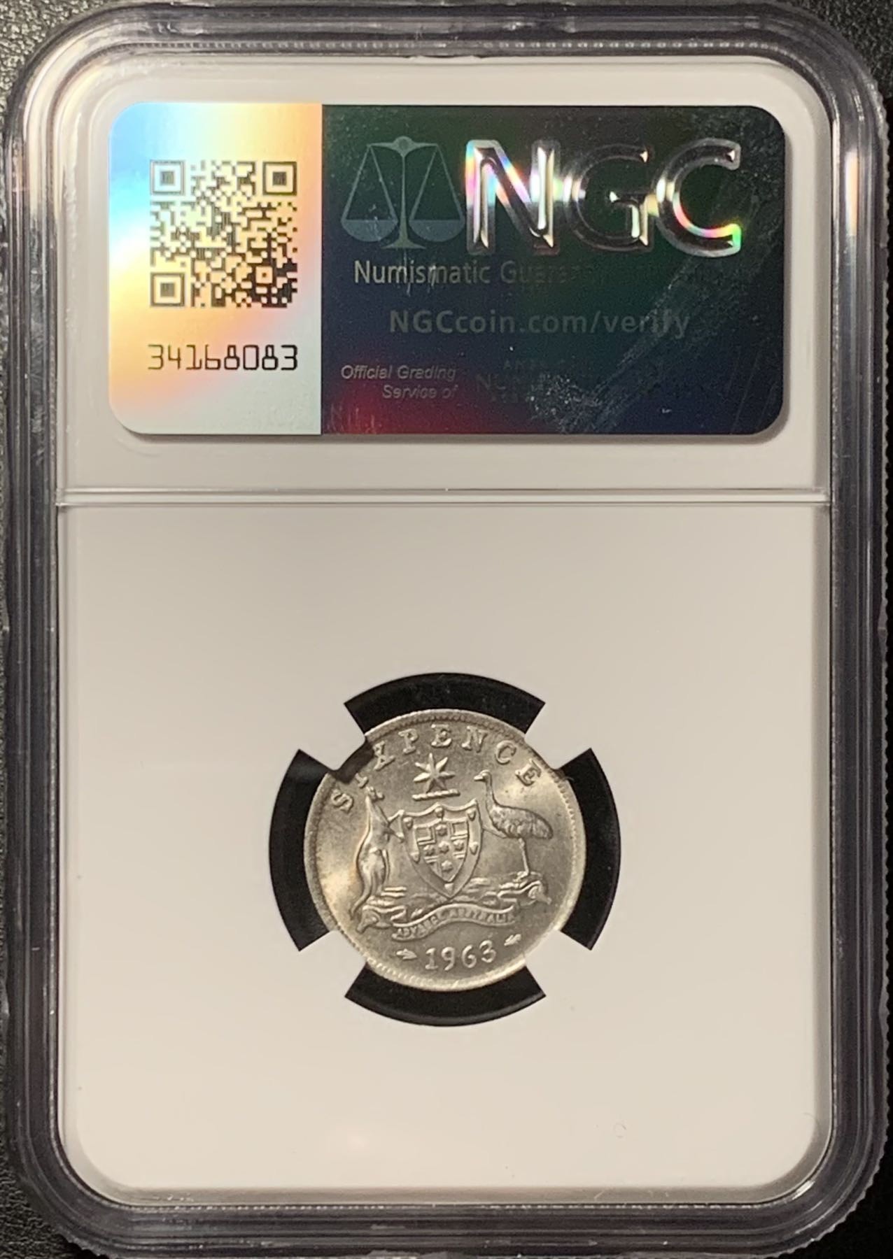 紫瑗钱币——第329期拍卖 澳大利亚 1963年 伊丽莎白二世 6便士 银币 NGC MS65