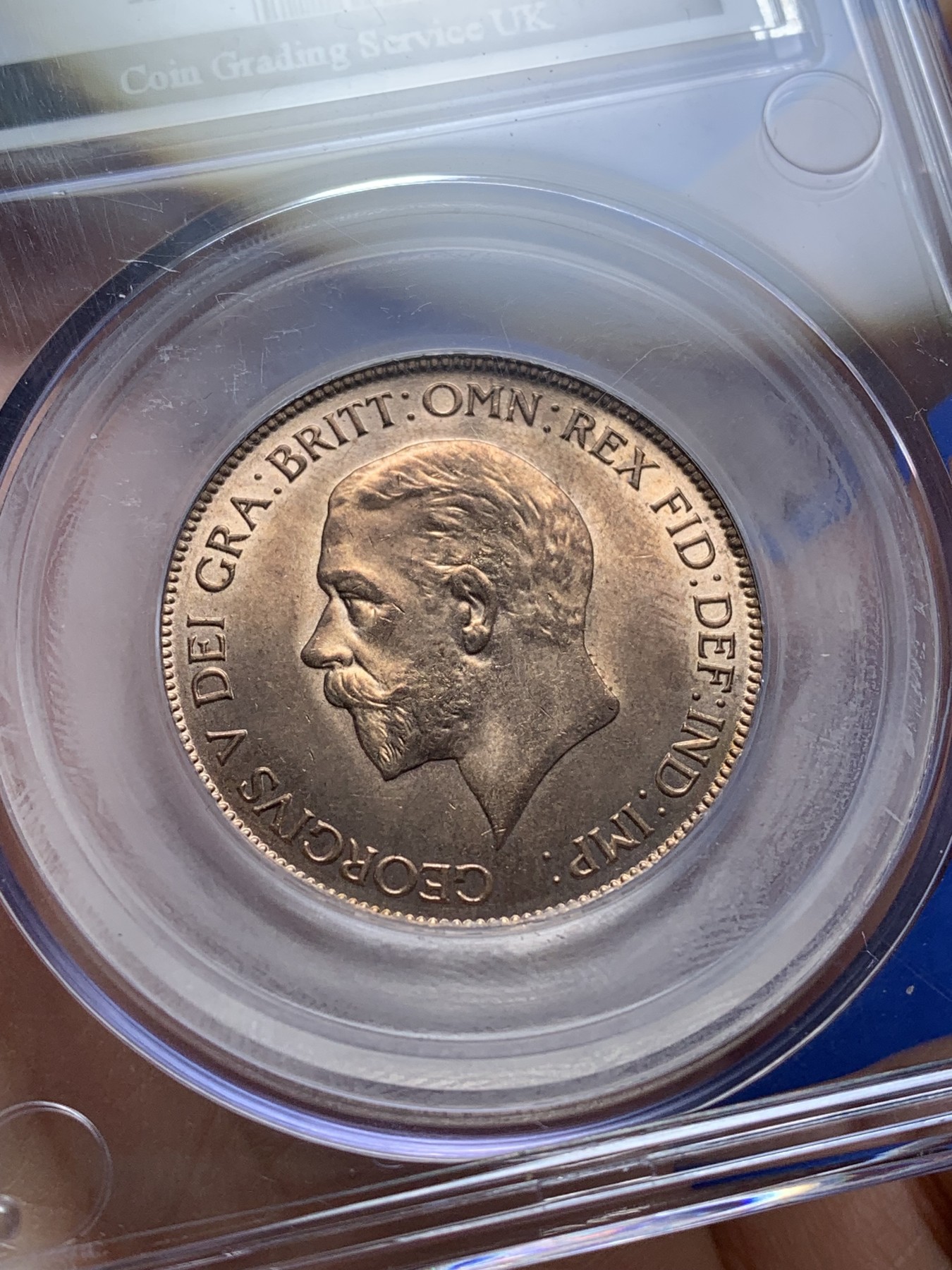 《竞宝斋》第221场-周日，周一 2场 (全场包邮) CGS-UNC-82 英国1936年乔治五世1便士，相当于P盒64分 满铜光