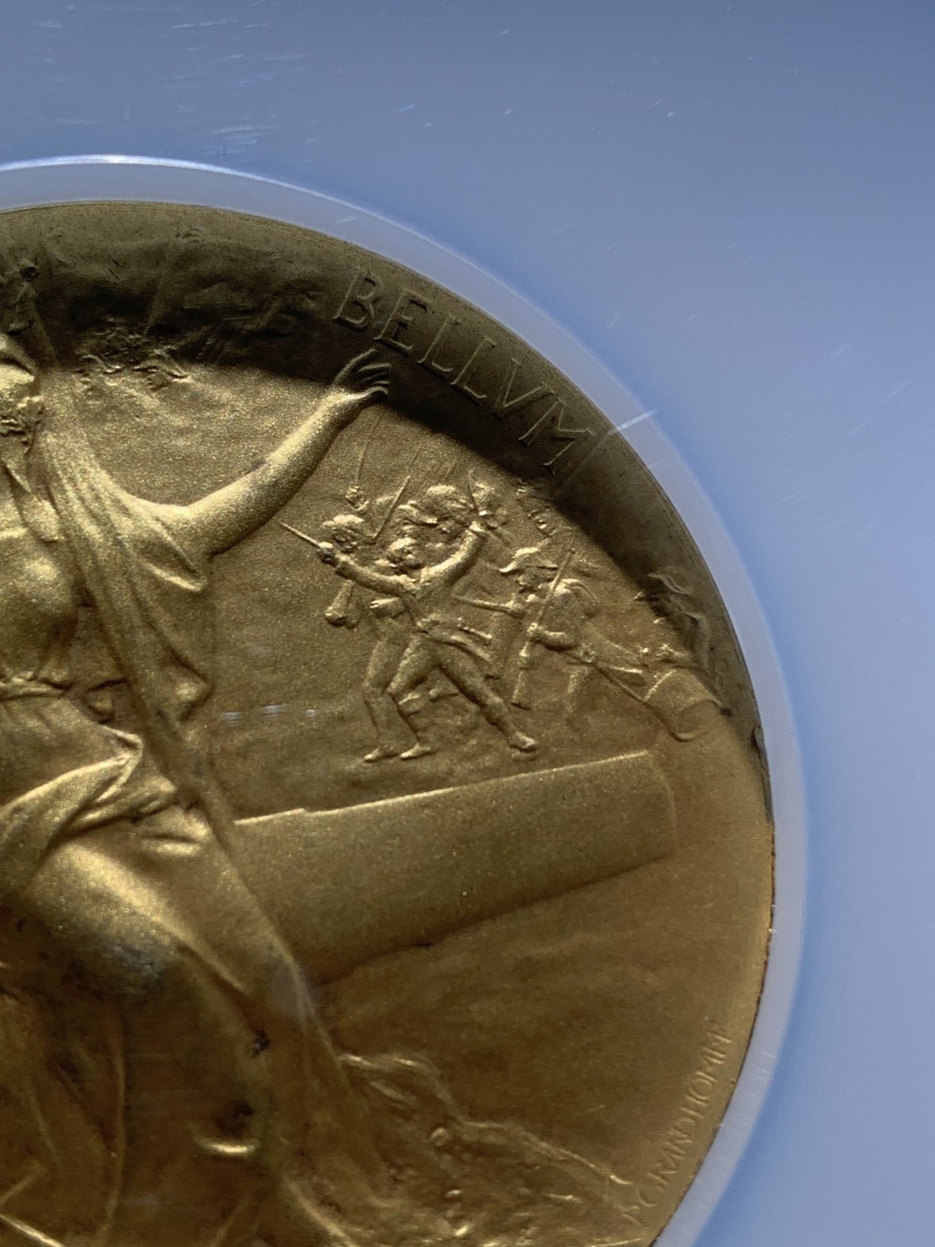 《竞宝斋》第221场-周日，周一 2场 (全场包邮) NGC MS64 法国1911后备役训练镀金银章 加厚大盒