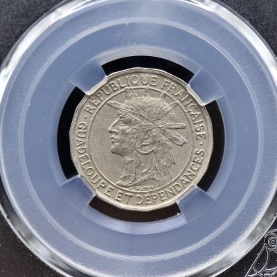 【良泉藏泉】殖民地钱币，及其他评级币专场 - 目前世界硬币中“边数最多”的硬币—— 1921年，法属瓜德鲁普岛 50分