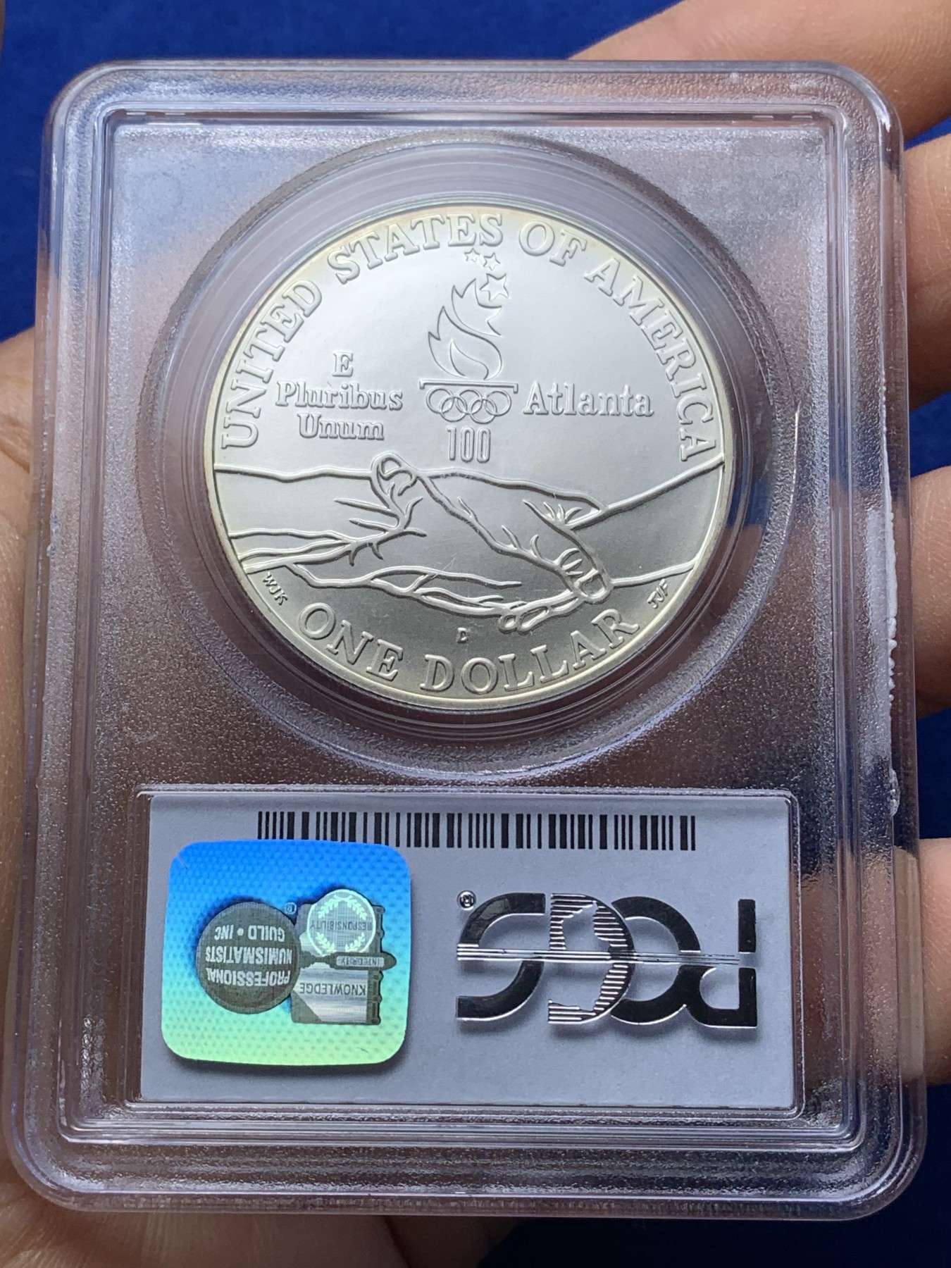 《竞宝斋》第221场-周日，周一 2场 (全场包邮) PCGS-MS69 美国1995年亚特兰大奥林匹克运动会之吊环纪念银币