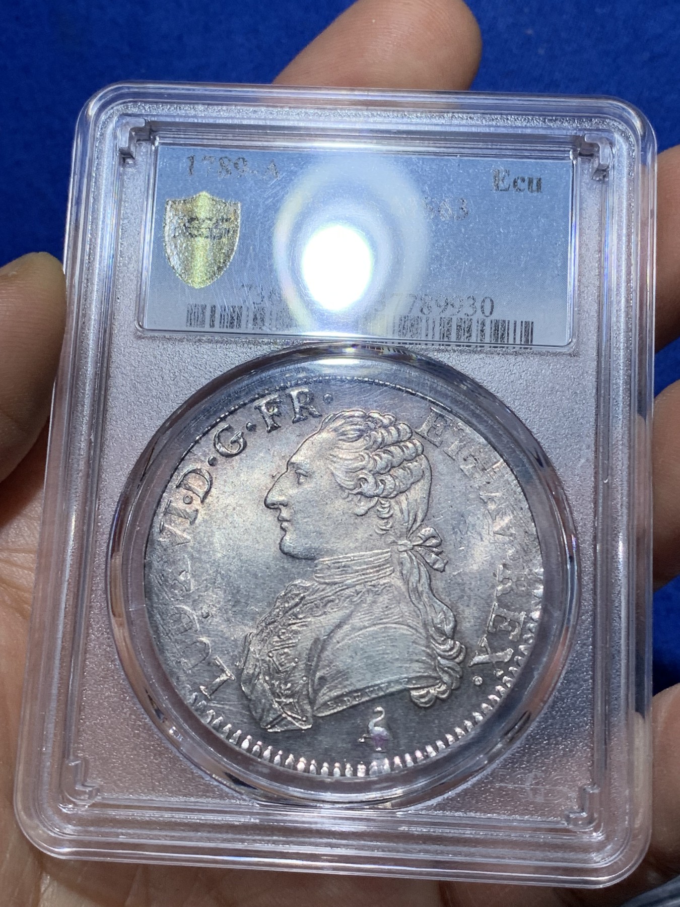 《竞宝斋》第221场-周日，周一 2场 (全场包邮) PCGS-MS63 法国1789年法国大革命路易十六埃居 全品深打 好品极其难得 人物状态绝了