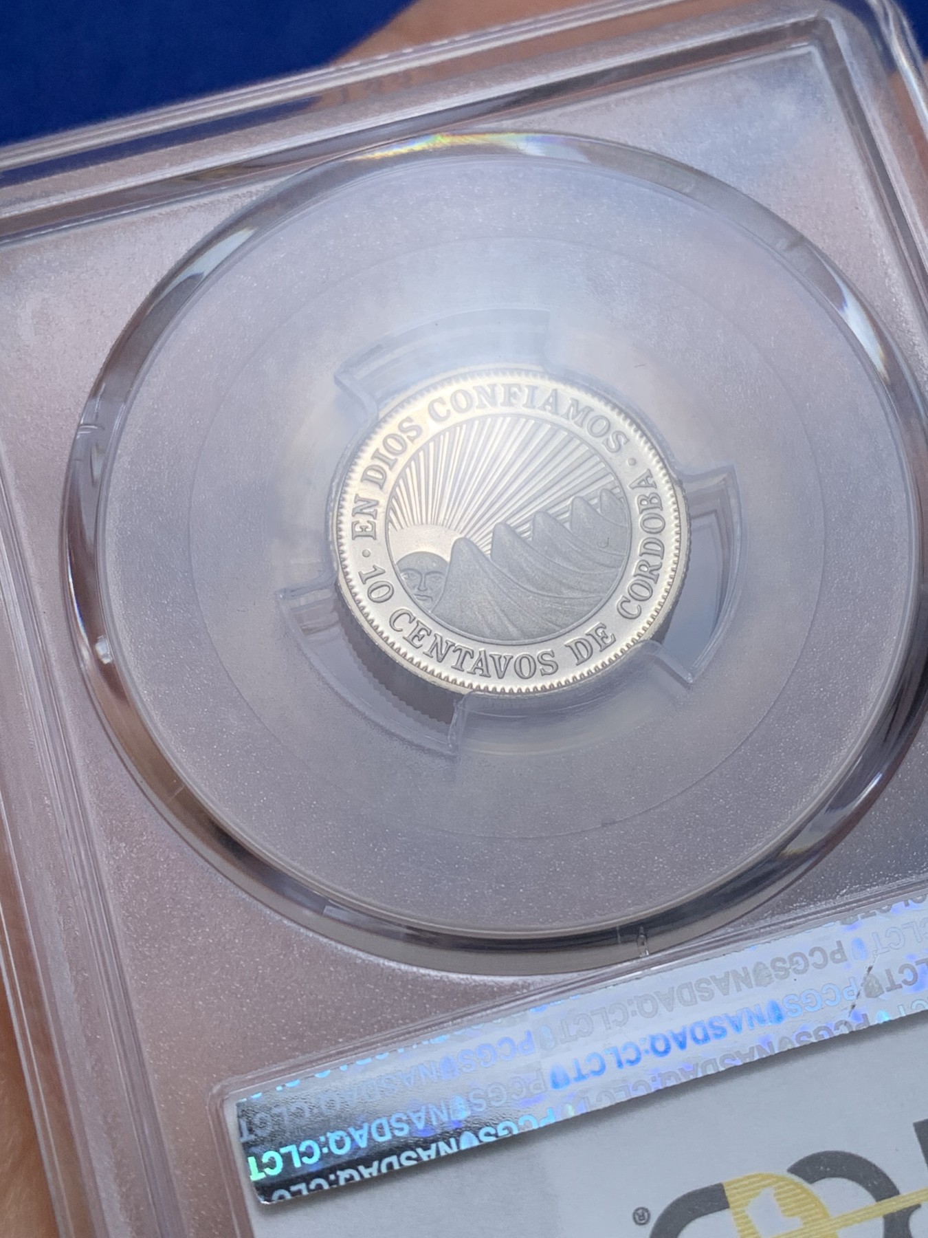 《竞宝斋》第221场-周日，周一 2场 (全场包邮) PCGS金盾 PR68DCAM 尼加拉瓜1972年南美太阳神10分精制镍币