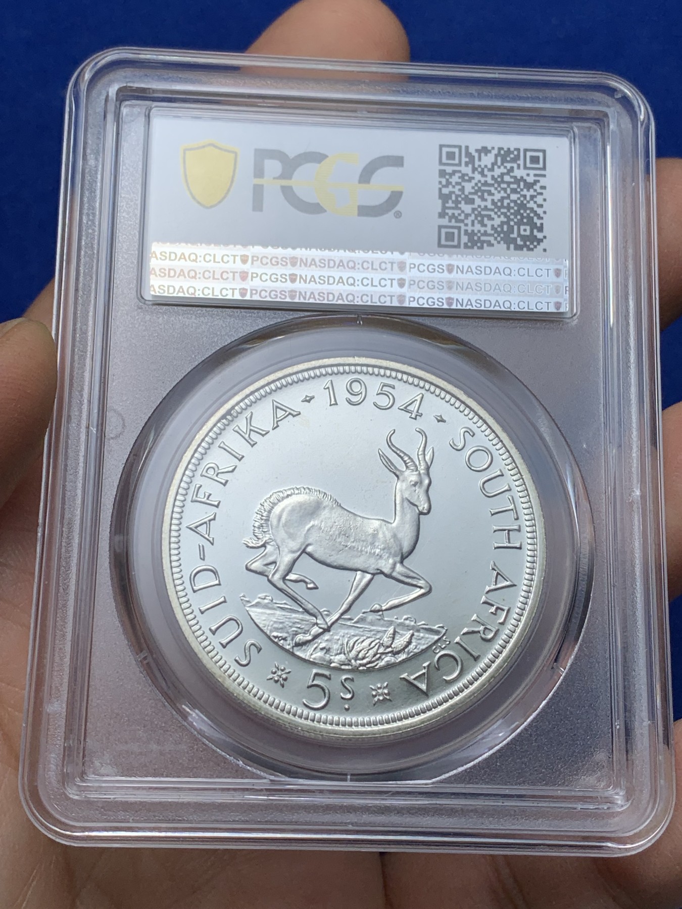 《竞宝斋》第221场-周日，周一 2场 (全场包邮) PCGS PR67CAM 南非1954年伊丽莎白二世精制5先令银币