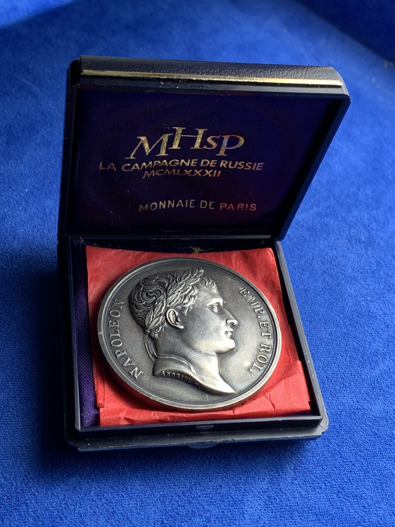 《竞宝斋》第221场-周日，周一 2场 (全场包邮) 法国拿破仑镀银铜章，直径41mm，重量41.4g，1969年后铸