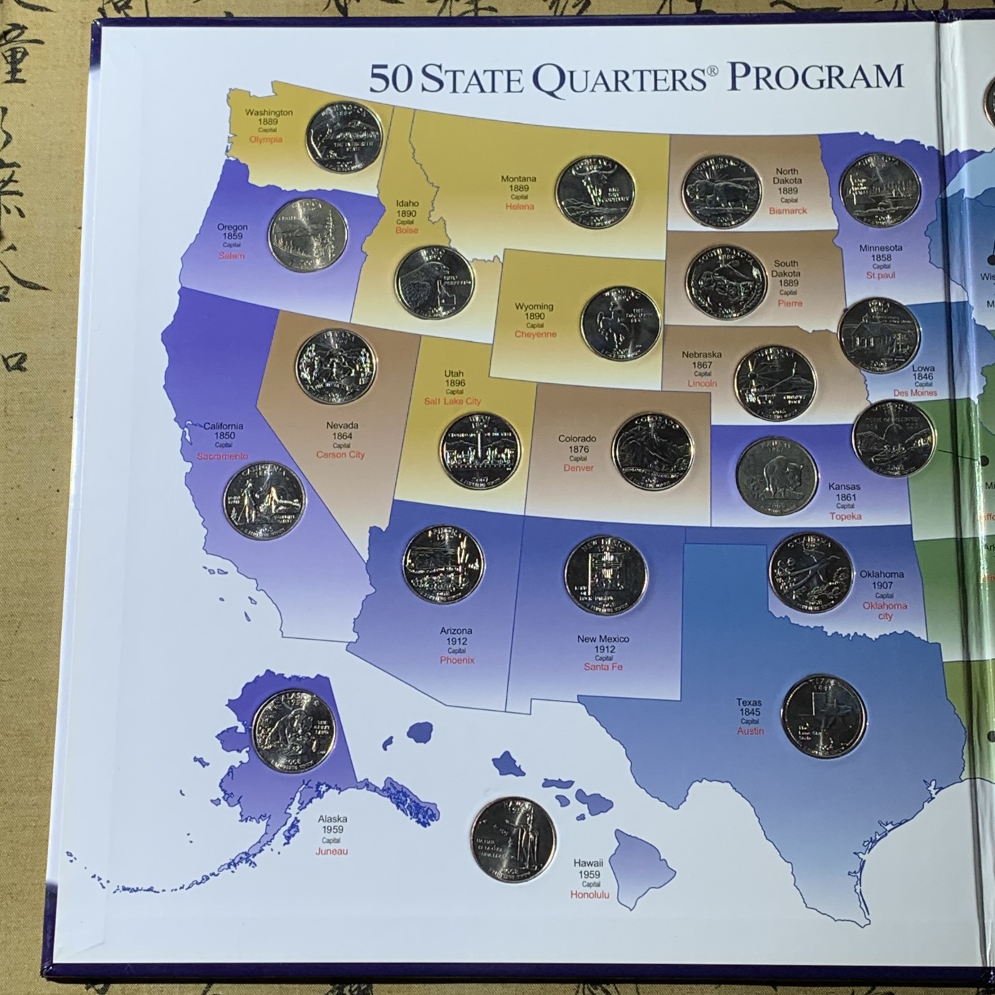 《竞宝斋》第221场-周日，周一 2场 (全场包邮) 美国50州25美分纪念套币 全新品相 带原装册子