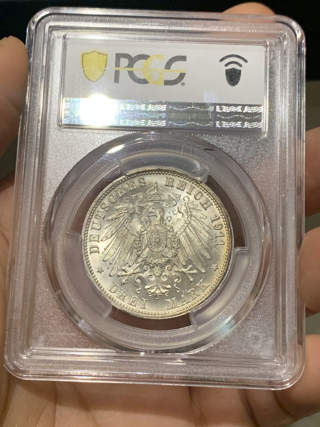 《竞宝斋》第221场-周日，周一 2场 (全场包邮) PCGS-MS67 德国1911符腾堡威廉二世银婚纪念3马克银币 普品易得 超高分难得 该品种一步到位的藏品