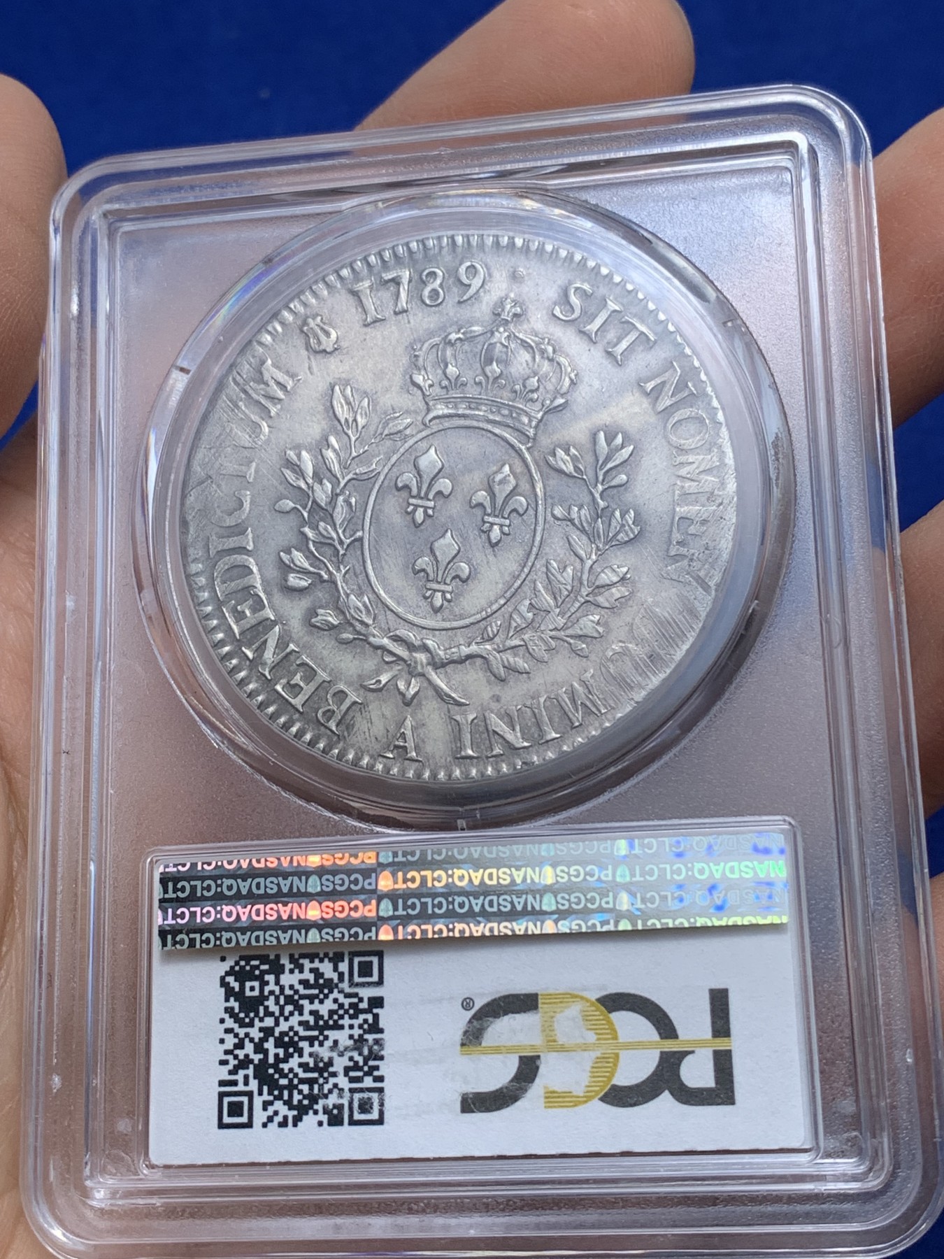 《竞宝斋》第221场-周日，周一 2场 (全场包邮) PCGS-MS63 法国1789年法国大革命路易十六埃居 全品深打 好品极其难得 人物状态绝了