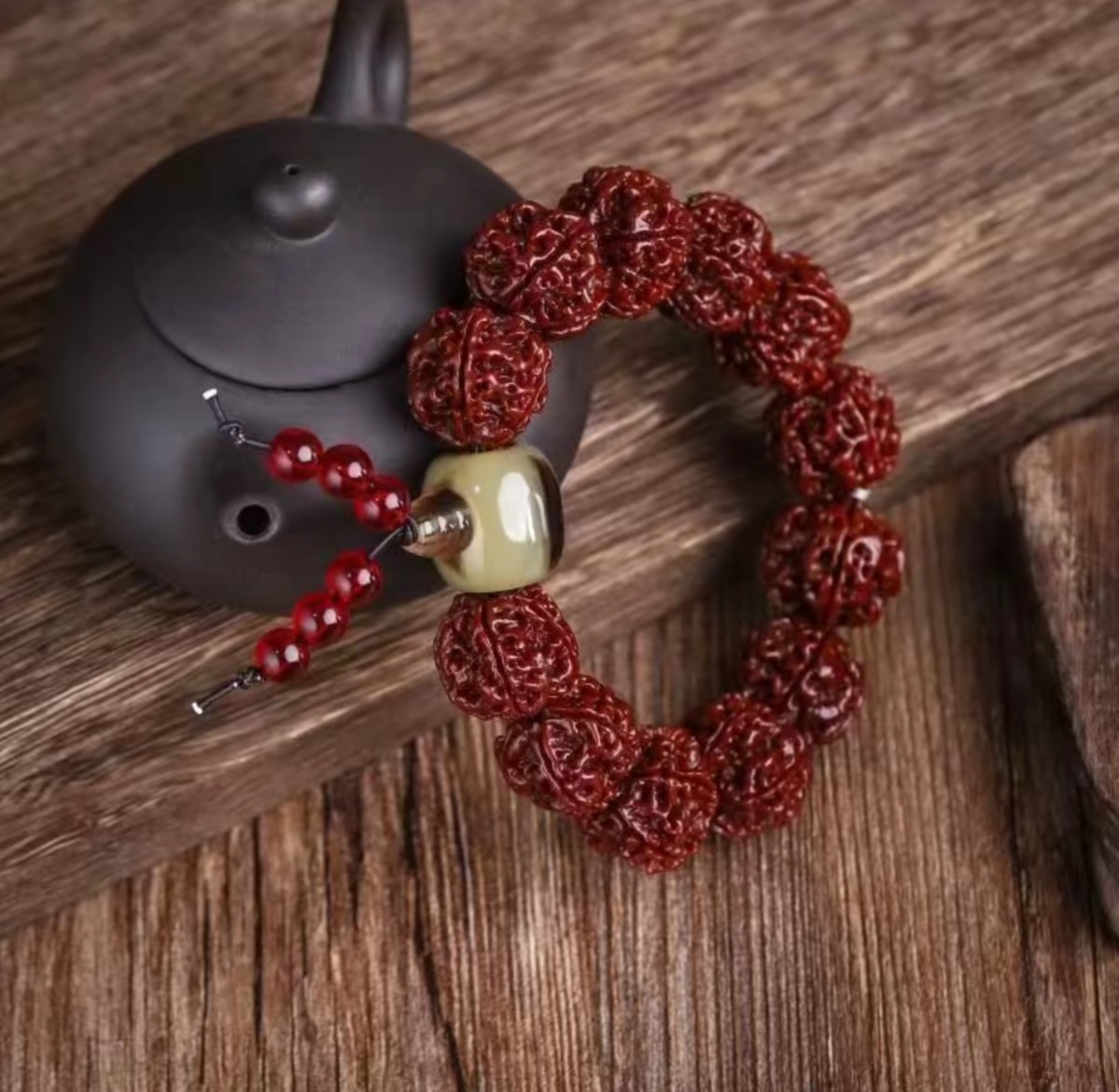 【玉化包浆】正宗尼泊尔爆肉金刚菩提手串文玩