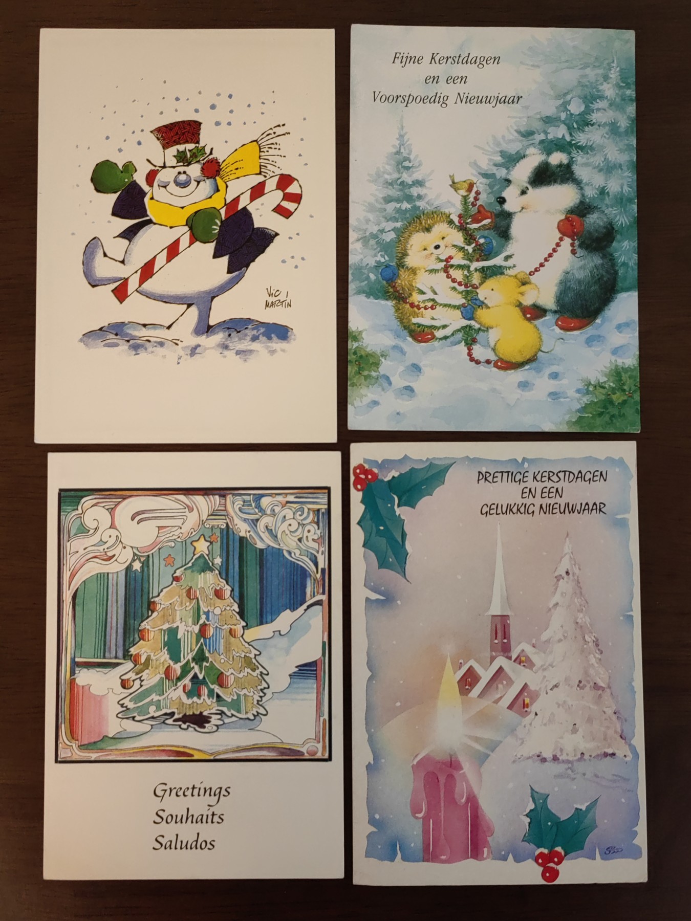 多国邮品🌞放大漏💥🔥💥组合专场 第③⑤场 圣诞绘画明信片 4件