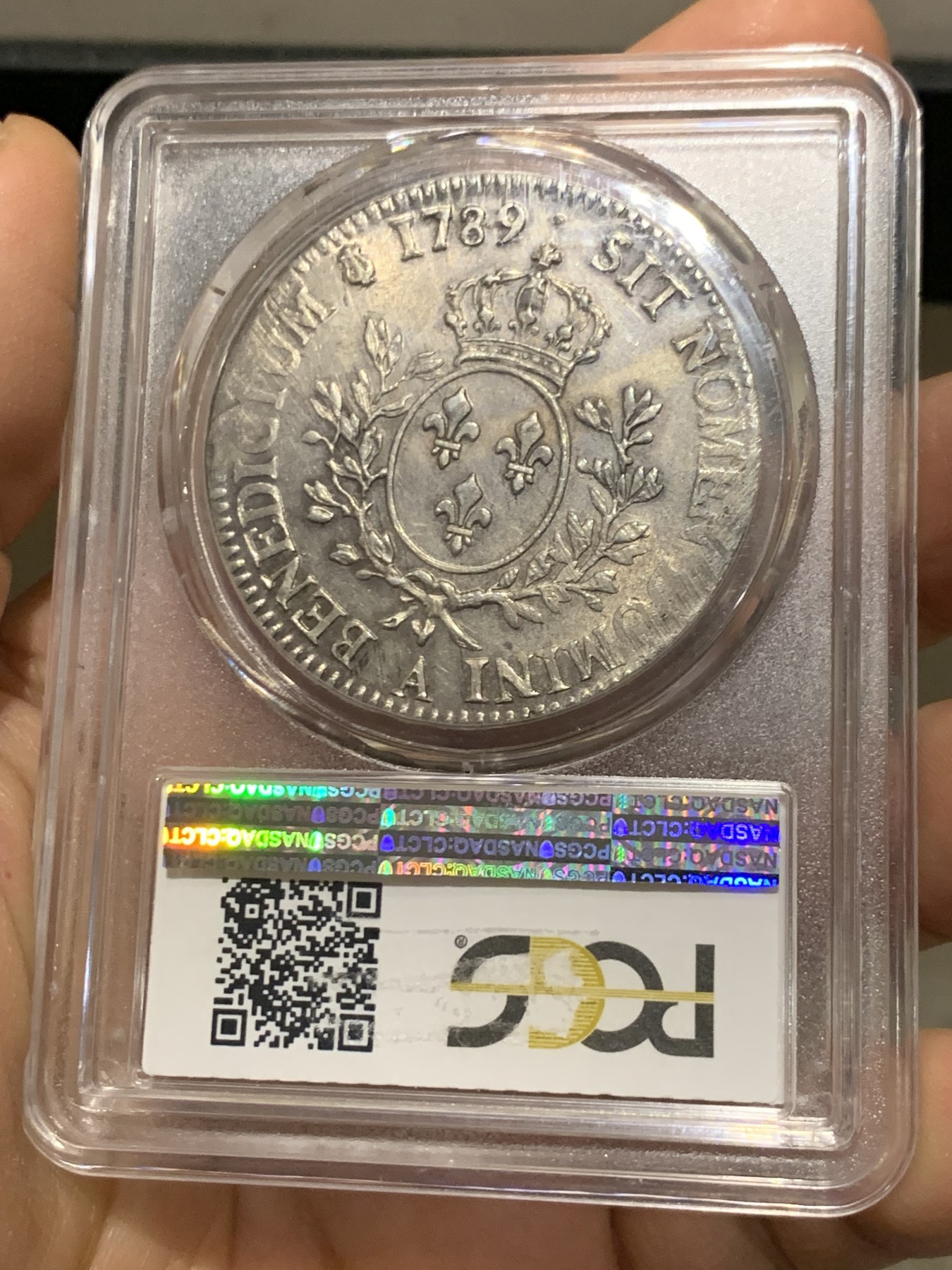 《竞宝斋》第221场-周日，周一 2场 (全场包邮) PCGS-MS63 法国1789年法国大革命路易十六埃居 全品深打 好品极其难得 人物状态绝了