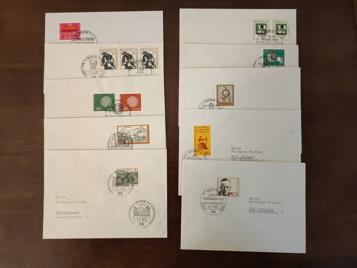 多国邮品🌞放大漏💥🔥💥组合专场 第③⑤场 联邦德国70年代实寄邮封10件