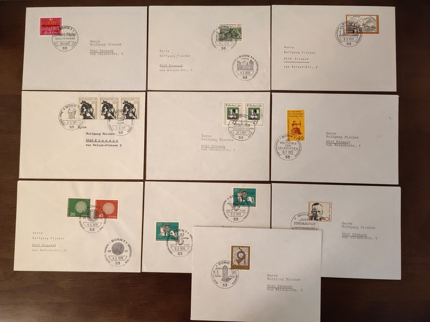 多国邮品🌞放大漏💥🔥💥组合专场 第③⑤场 联邦德国70年代实寄邮封10件